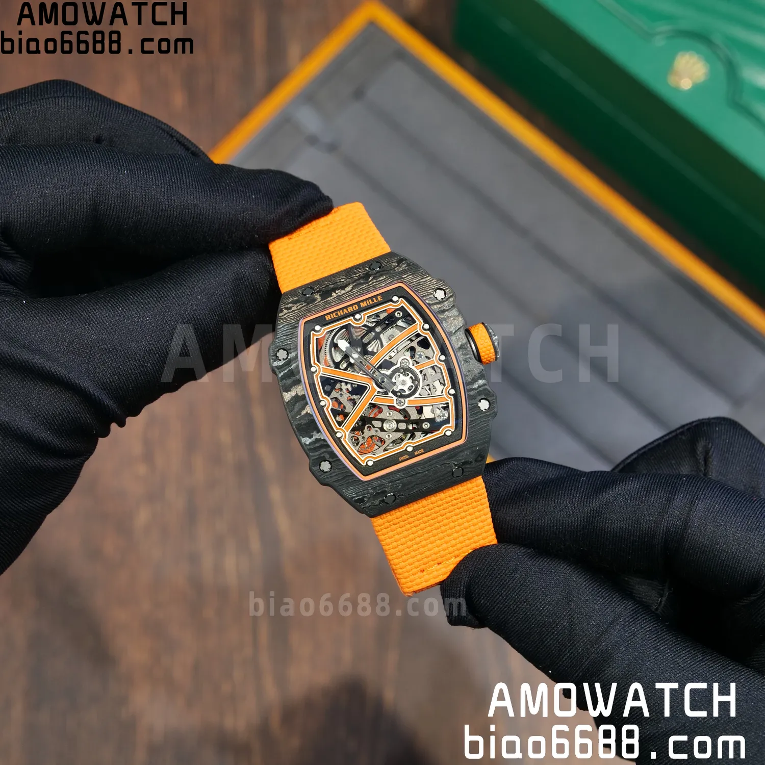 RICHARD MILLE RM67-02 Black NTPT Best Edition McLaren Dial on Orange Nylon strap CRMA7 Clone V9 63 db382f1469d78d8 AMO Watch