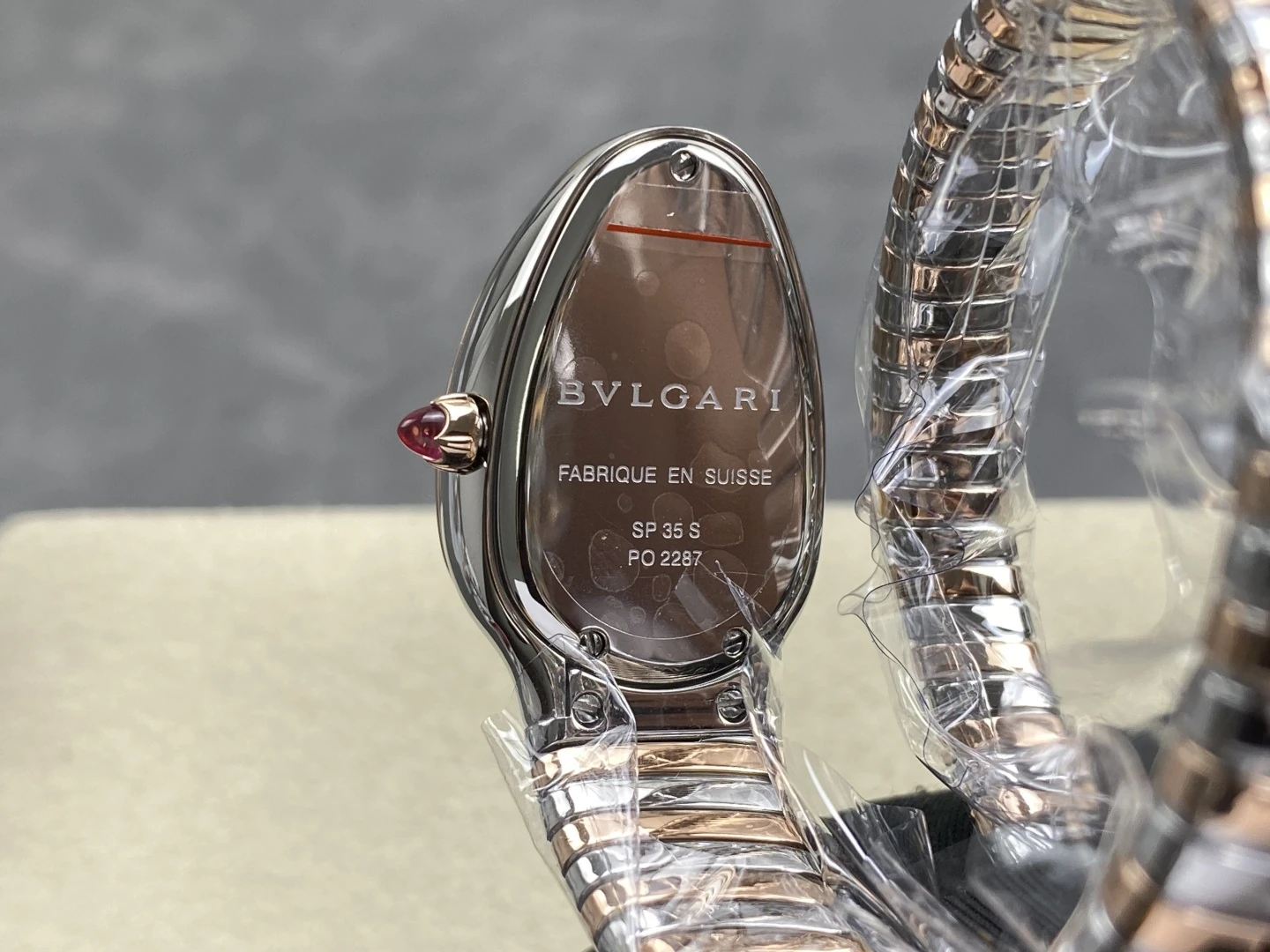 BVLGARI Serpenti SS/RG BVF 1:1 Best Edition Red Dial on SS/RG Bracelet ETA Quartz 25 e3226f81c89e61f AMO Watch