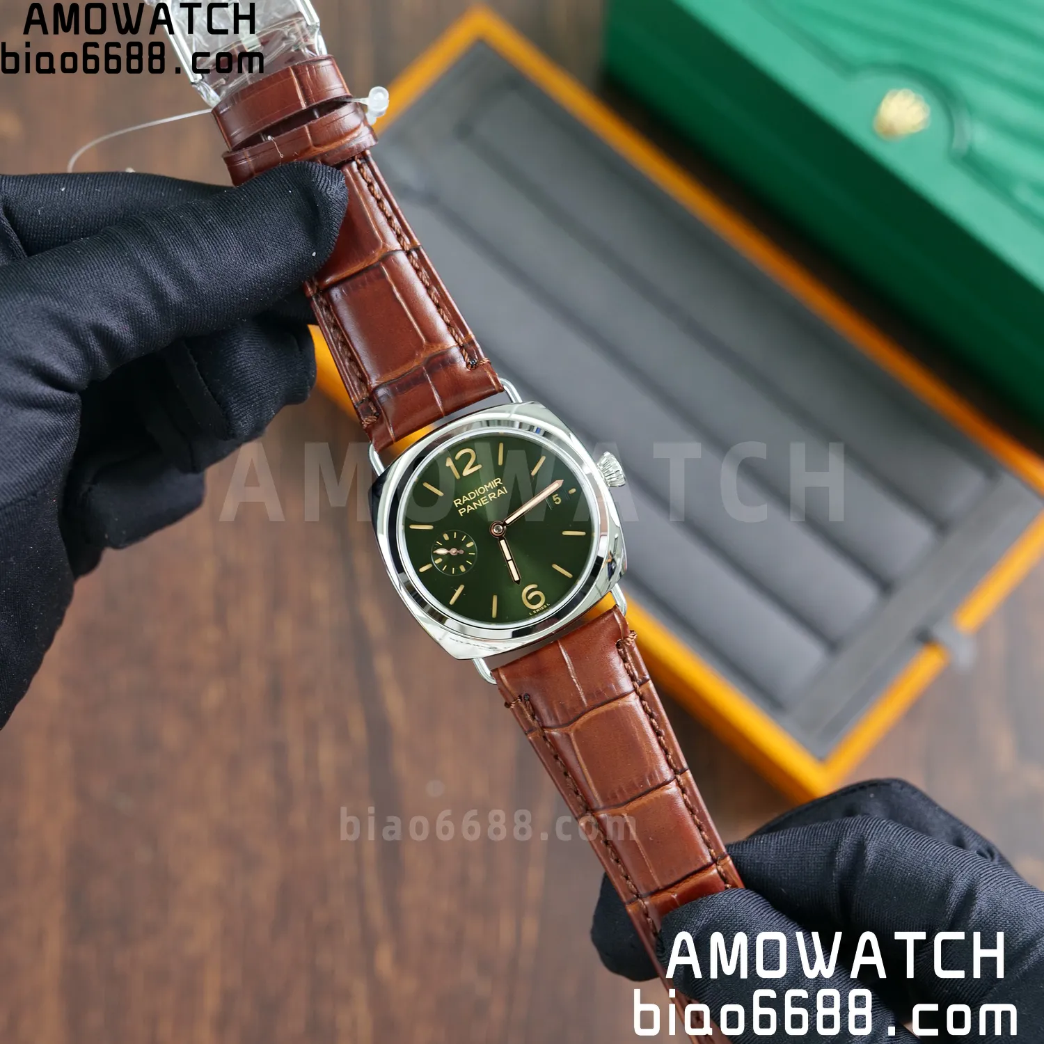 Panerai PAM1386 Y Radiomir TTF 1:1 Best Edition Green Dial on Brown Leather Strap P900 60 e8c77c478ef8a47 AMO Watch