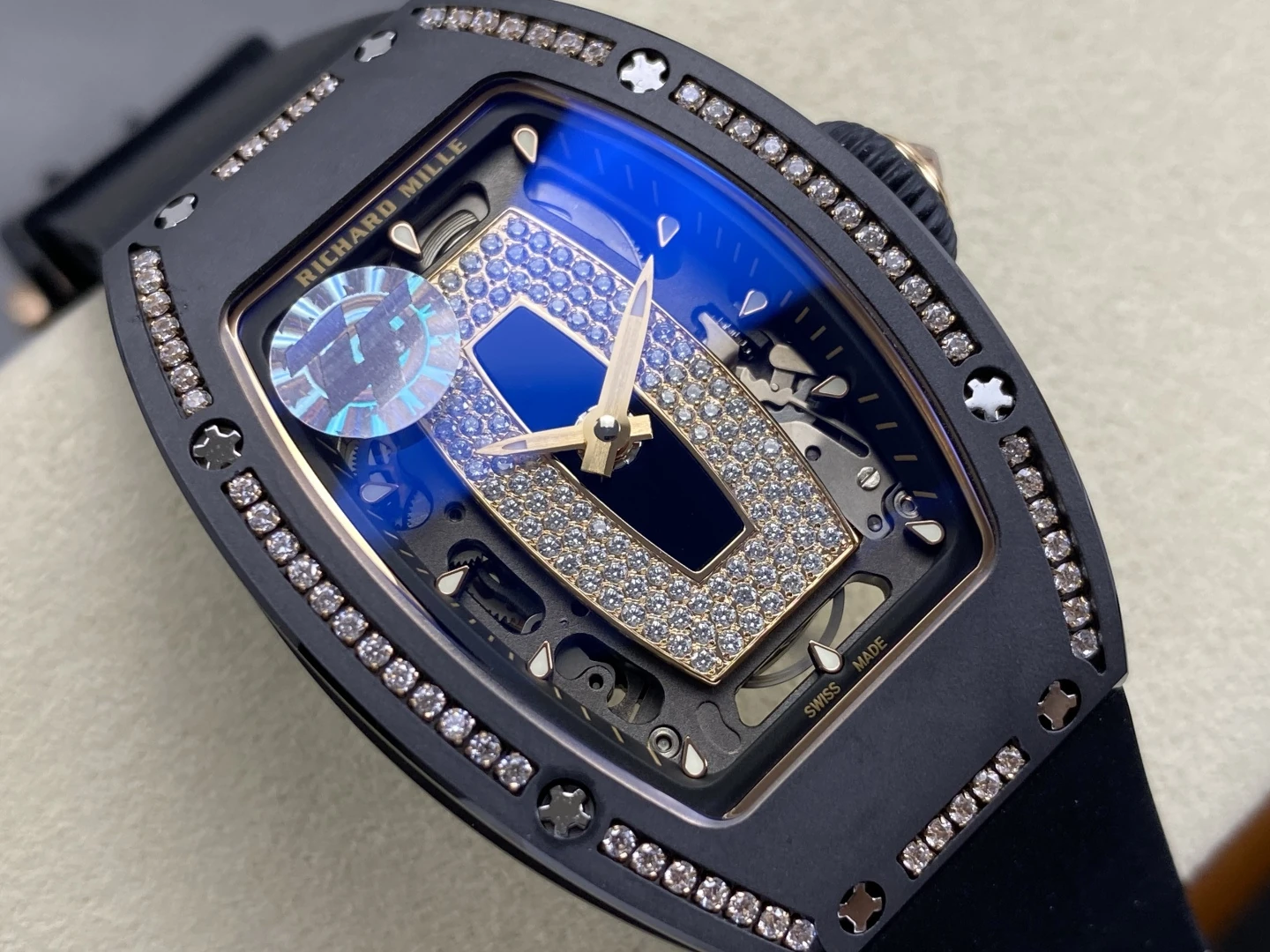 RICHARD MILLE RM07 Ladies Black Ceramic Diamonds Bezel ZF 1:1 Best Edition Black Dial on Black Rubber Strap CRMA2 Clone 28 ec47c0e8575df3f AMO Watch