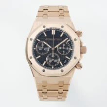 AP Royal Oak Chrono 26240 RG DDF 1:1 Best Edition Black Dial on RG Bracelet DD4401 Super Clone Weight (SW Dial)