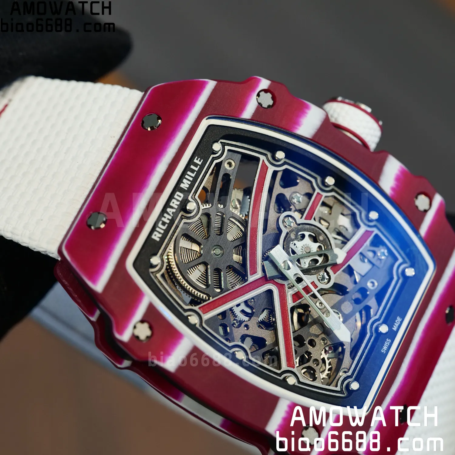 RICHARD MILLE RM67-02 Red NTPT Best Edition Qatar Dial on White Nylon strap CRMA7 Clone V9 73 f4219ca3f70c4c3 AMO Watch