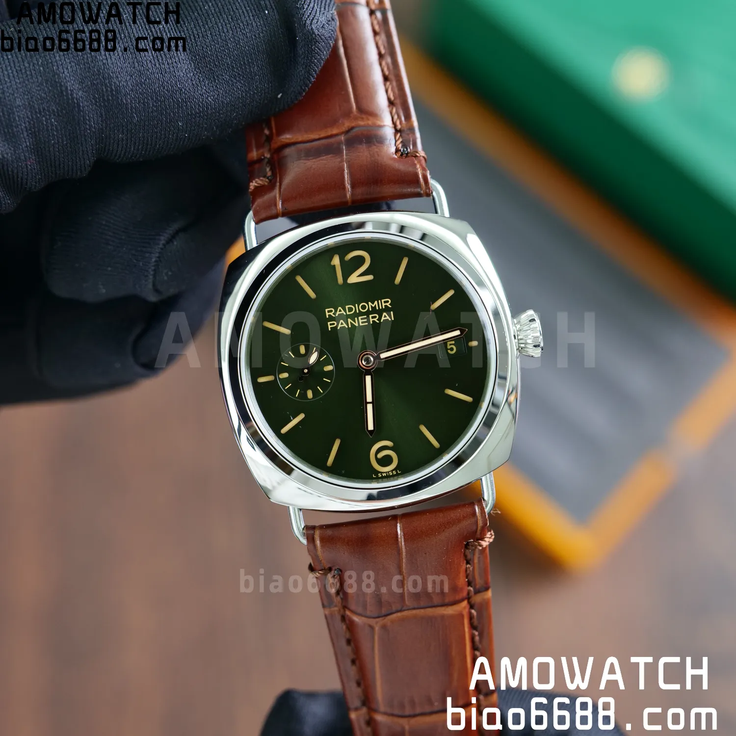 Panerai PAM1386 Y Radiomir TTF 1:1 Best Edition Green Dial on Brown Leather Strap P900 62 f4fc464f4848508 AMO Watch