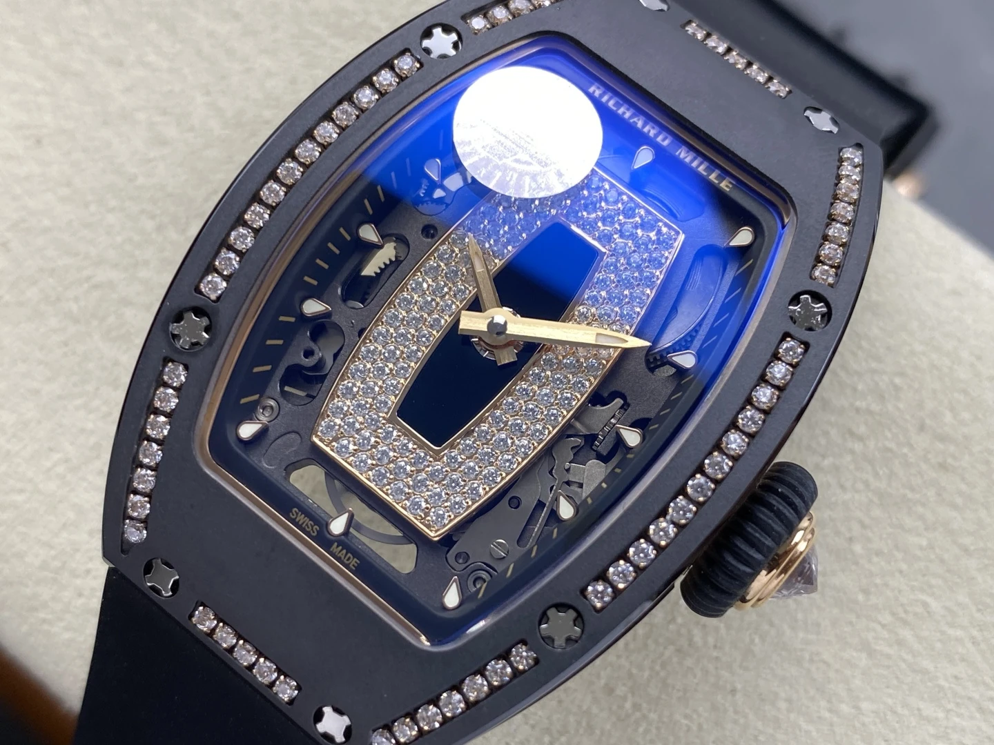 RICHARD MILLE RM07 Ladies Black Ceramic Diamonds Bezel ZF 1:1 Best Edition Black Dial on Black Rubber Strap CRMA2 Clone 27 f574b4e7cec386e AMO Watch