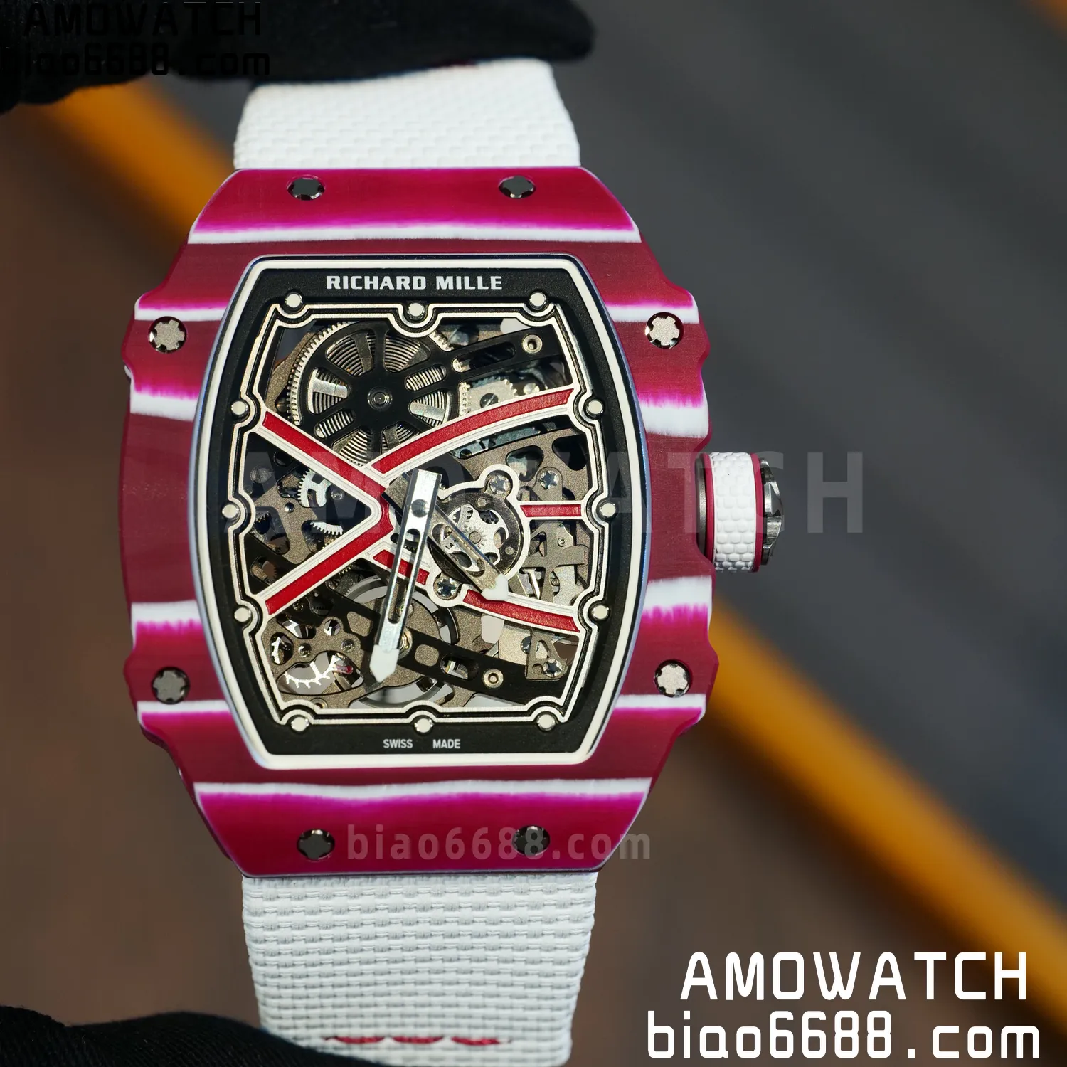 RICHARD MILLE RM67-02 Red NTPT Best Edition Qatar Dial on White Nylon strap CRMA7 Clone V9 66 fab3e52f8dc1f23 AMO Watch