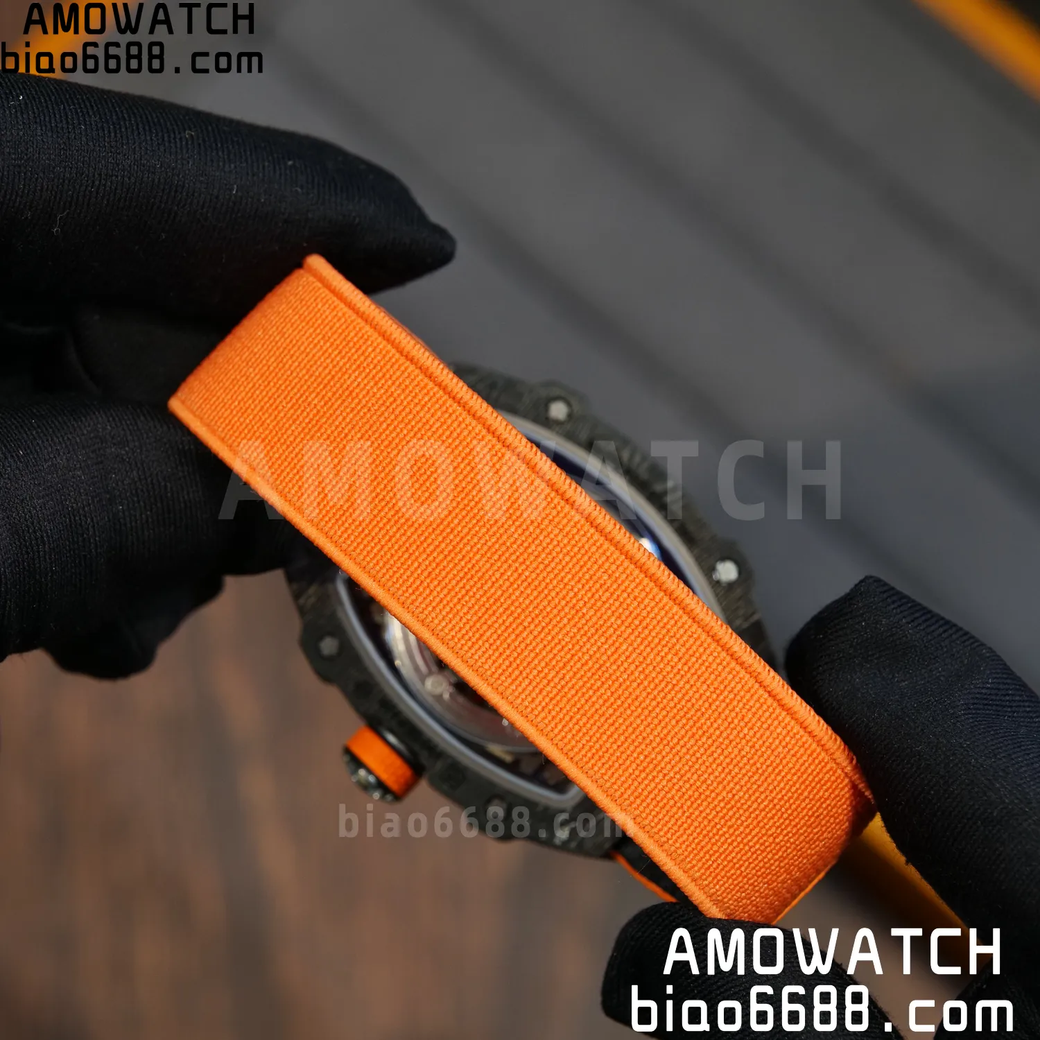 RICHARD MILLE RM67-02 Black NTPT Best Edition McLaren Dial on Orange Nylon strap CRMA7 Clone V9 83 fb188cbf4d2eeb8 AMO Watch