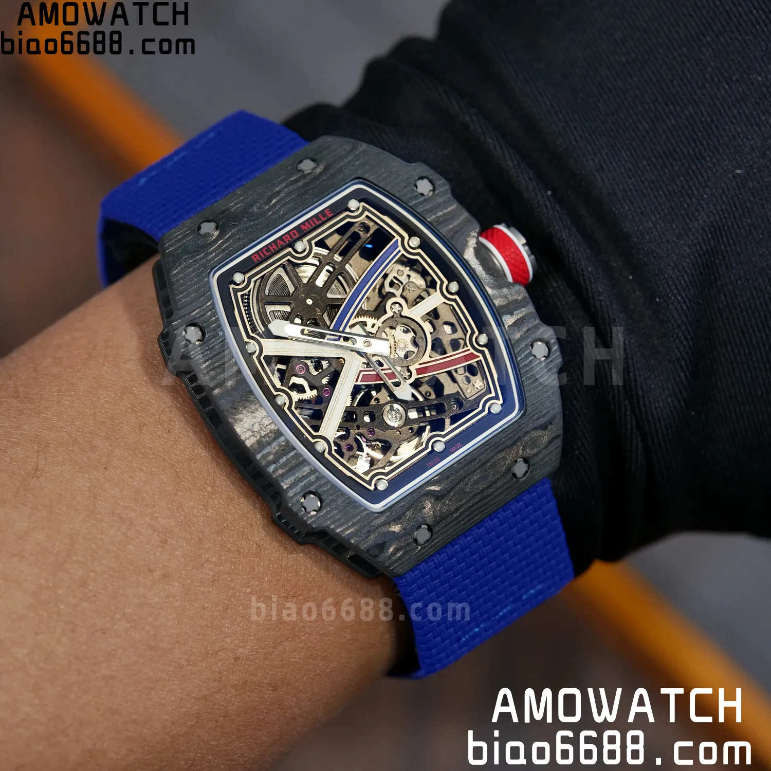 RICHARD MILLE RM67-02 Black NTPT Best Edition France Dial on Blue Nylon strap CRMA7 Clone V10 115 0083001b458a49c AMO Watch