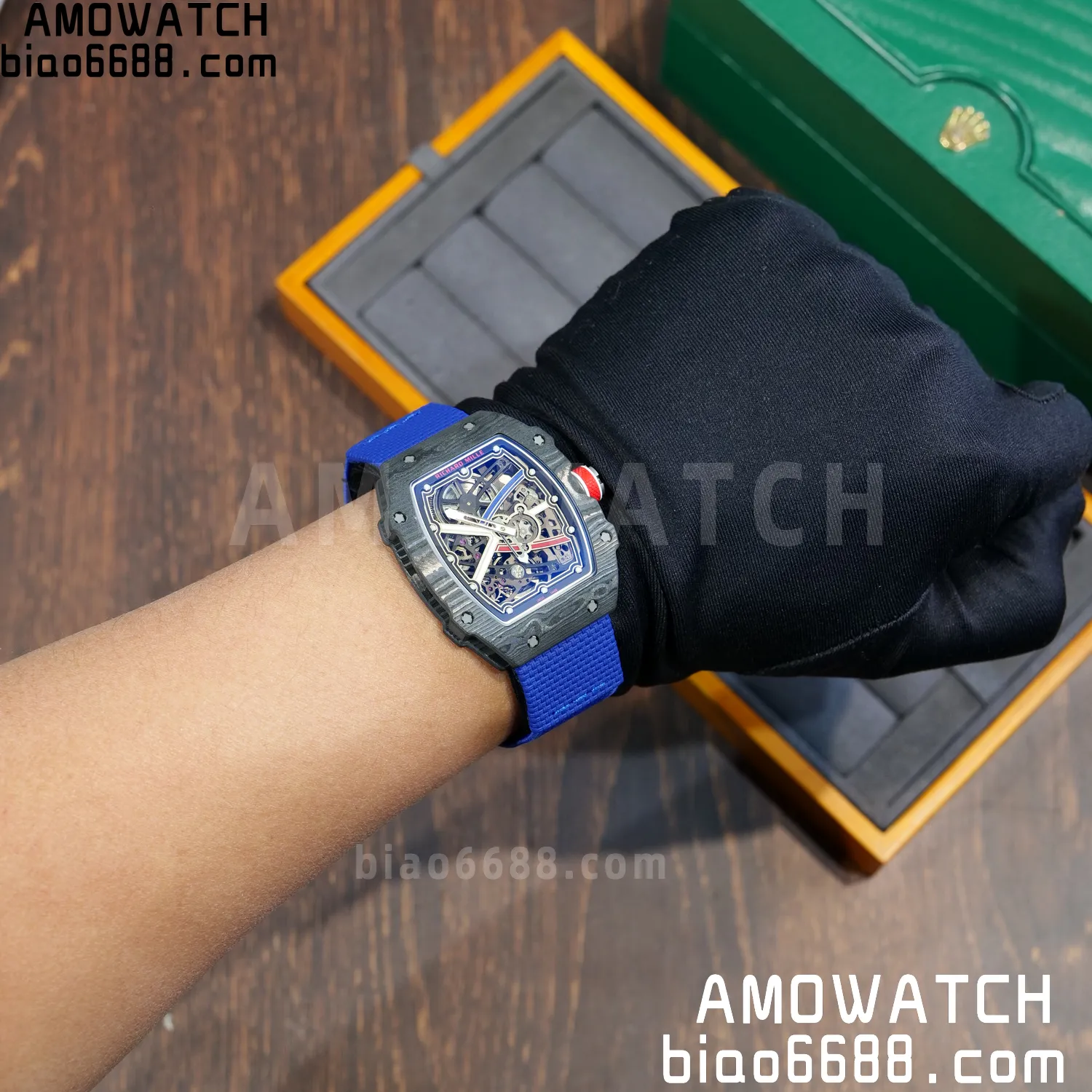 RICHARD MILLE RM67-02 Black NTPT Best Edition France Dial on Blue Nylon strap CRMA7 Clone V10 113 0095e310a5ef925 AMO Watch