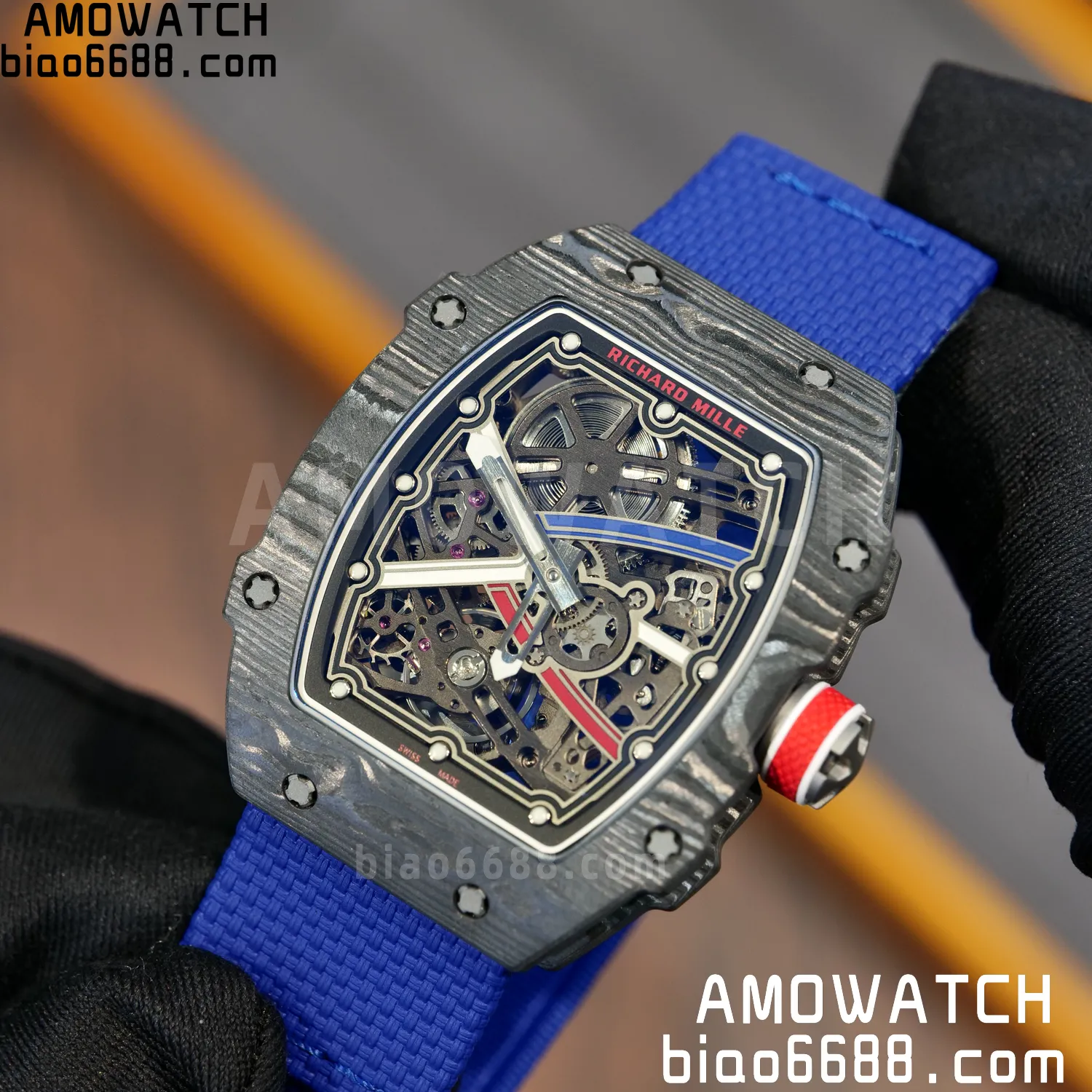 RICHARD MILLE RM67-02 Black NTPT Best Edition France Dial on Blue Nylon strap CRMA7 Clone V10 103 07d5cb78188ab86 AMO Watch