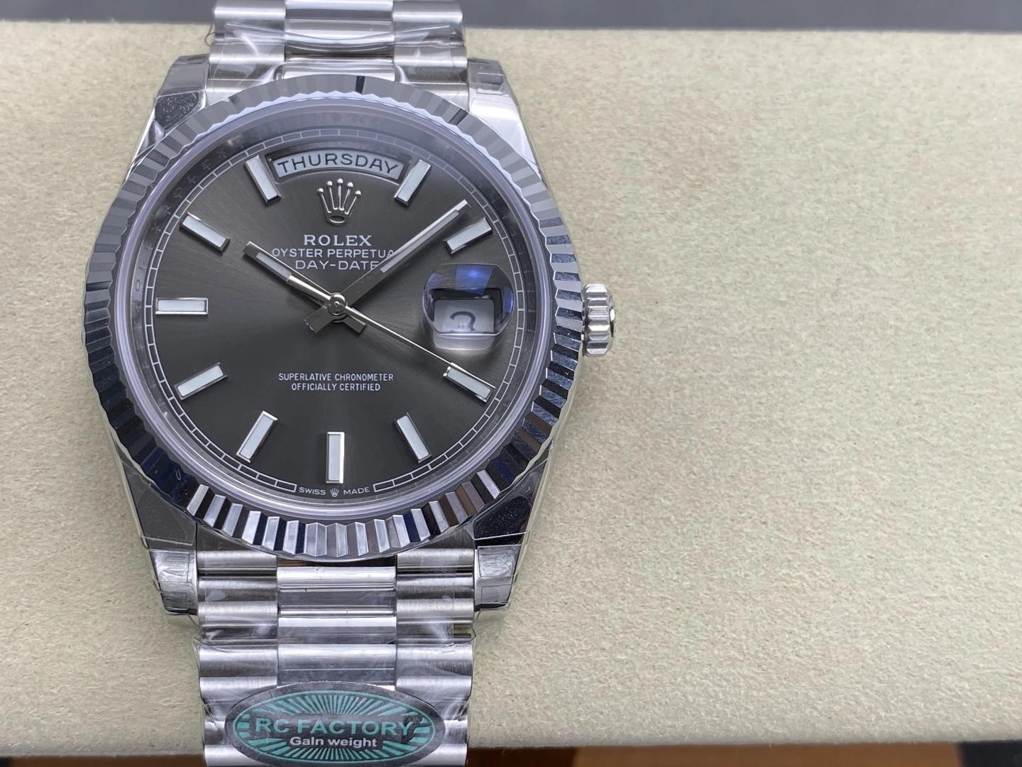 Rolex Day Date 40 SS 228236 RCF 1:1 Best Edition White Gray Dial on President Bracelet VR3255 (211g) 22 0a2226060582b0b AMO Watch