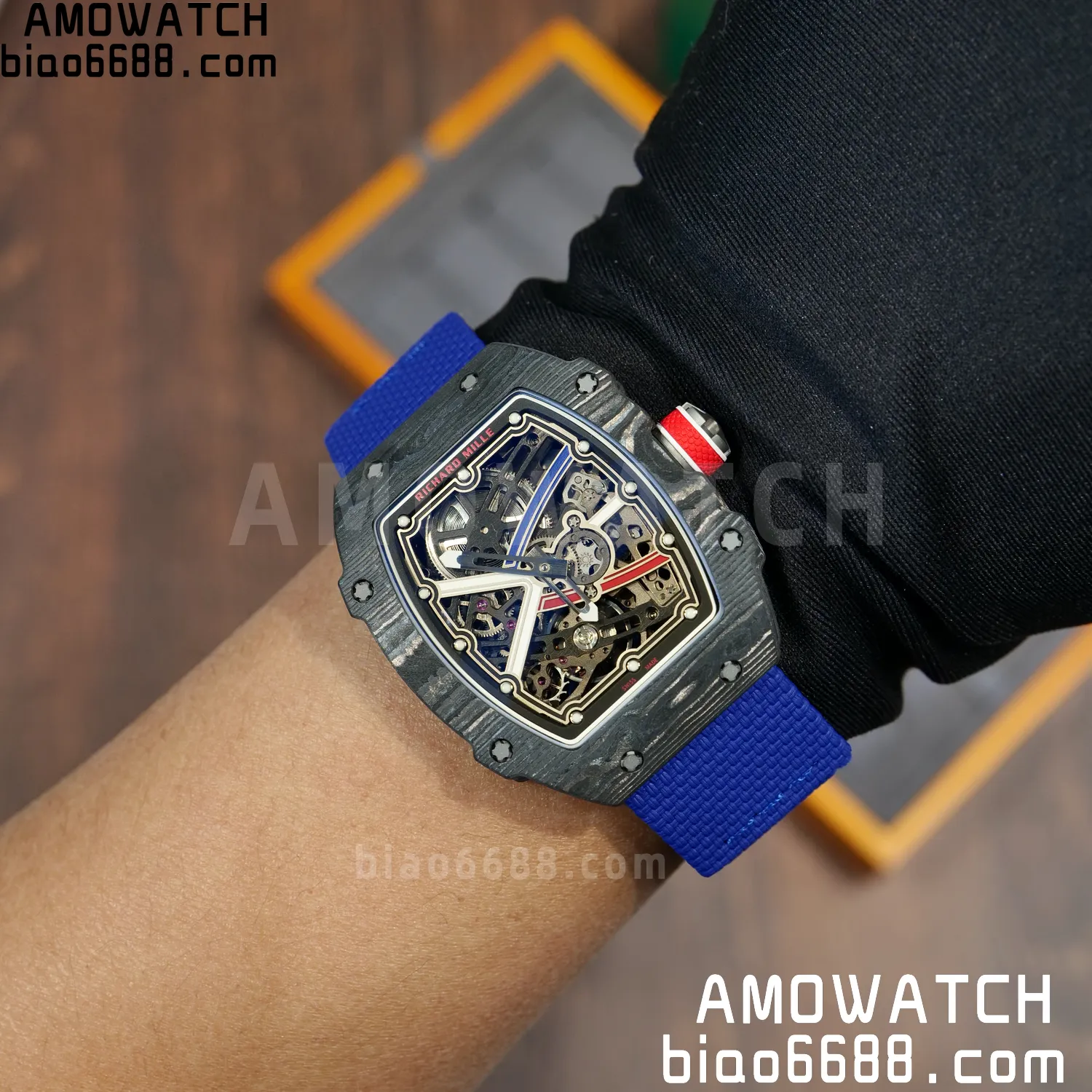 RICHARD MILLE RM67-02 Black NTPT Best Edition France Dial on Blue Nylon strap CRMA7 Clone V10 117 12d1c3c4c226340 AMO Watch