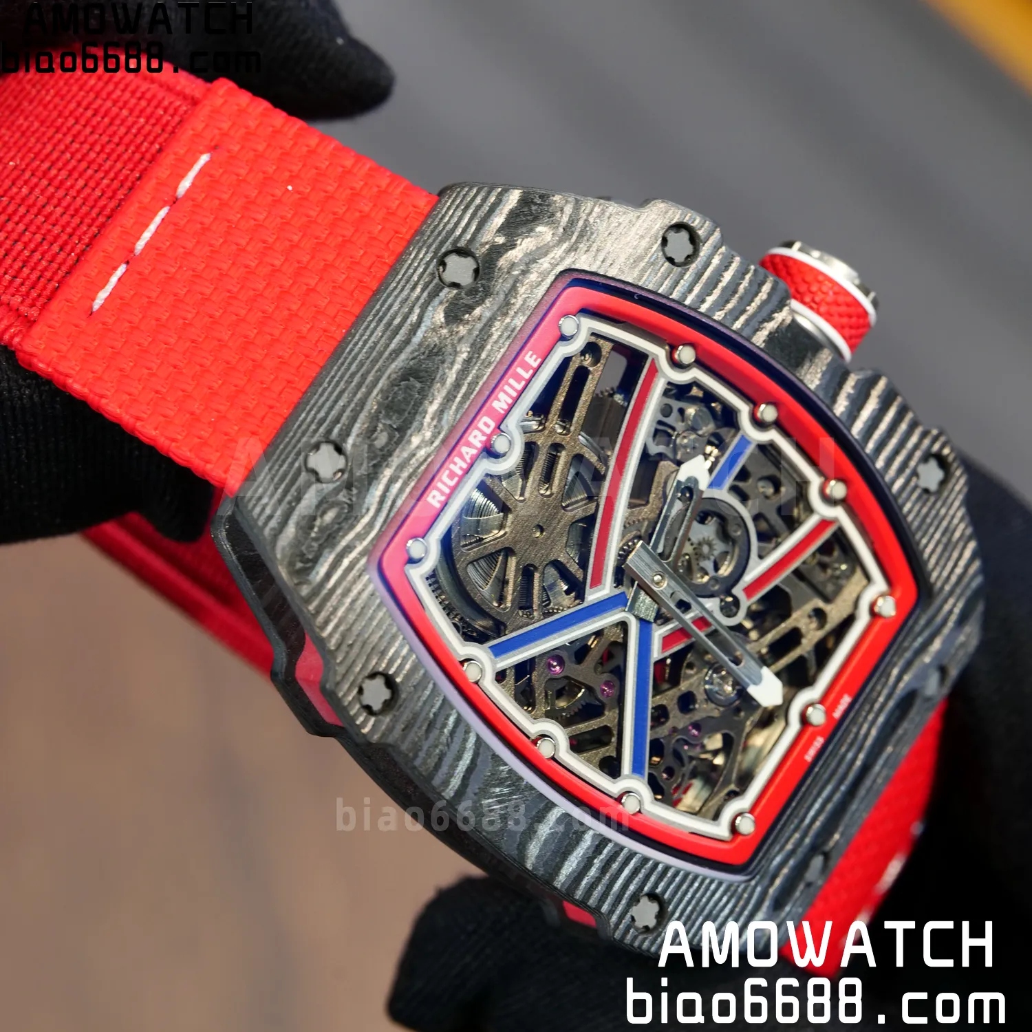 RICHARD MILLE RM67-02 Black NTPT Best Edition Norway Dial on Red Nylon strap CRMA7 Clone V10 99 1de3d9a30046172 AMO Watch