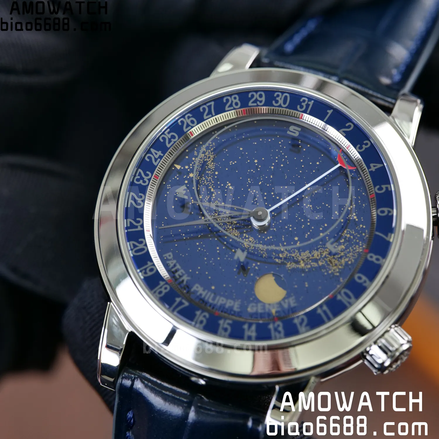 PP Grand Complications 6102 SS PPF 1:1 Best Edition Blue Dial on Blue Leather Strap SA240 Super Clone 117 2abafdf5ce39a14 AMO Watch