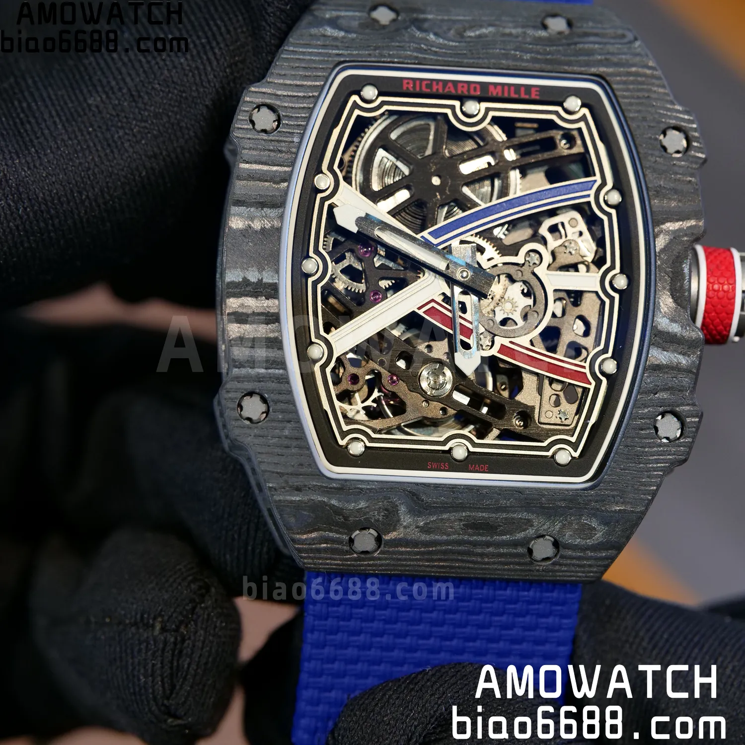 RICHARD MILLE RM67-02 Black NTPT Best Edition France Dial on Blue Nylon strap CRMA7 Clone V10 98 2db66ab52f7bed5 AMO Watch