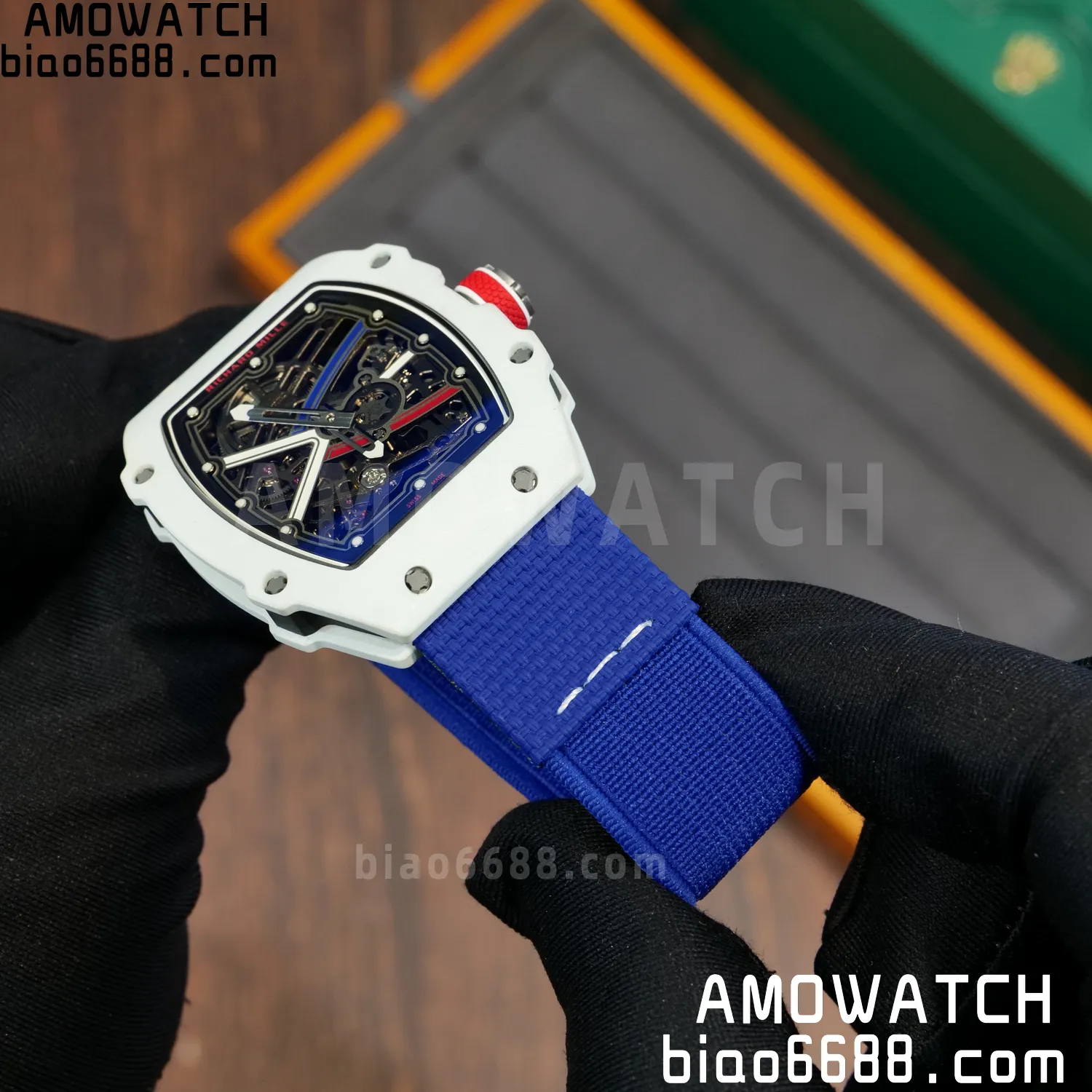 RICHARD MILLE RM67-02 White NTPT Best Edition France Dial on Blue Nylon strap CRMA7 Clone V10 81 3c25e1c2330a2c1 AMO Watch