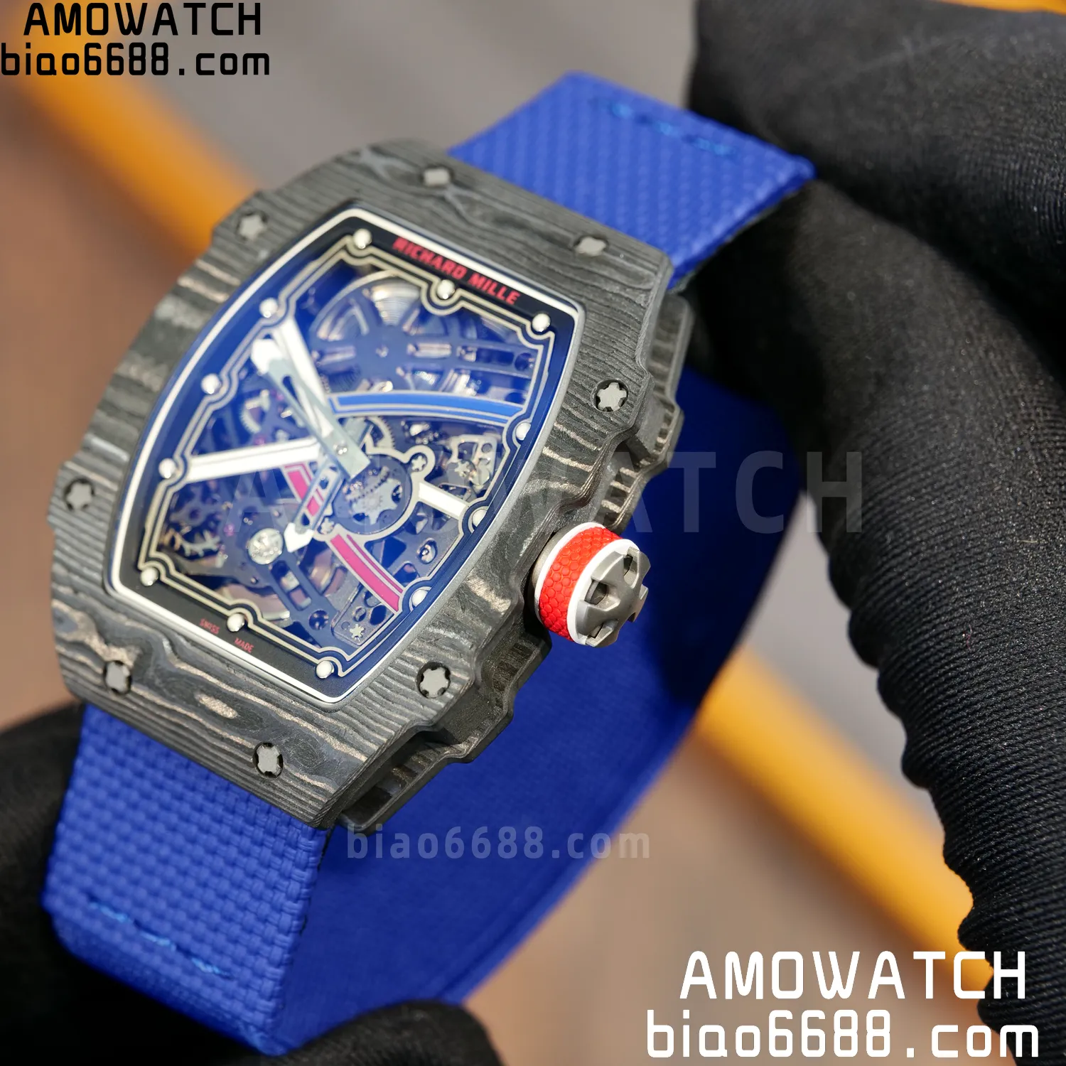 RICHARD MILLE RM67-02 Black NTPT Best Edition France Dial on Blue Nylon strap CRMA7 Clone V10 93 3d5fceba7888199 AMO Watch