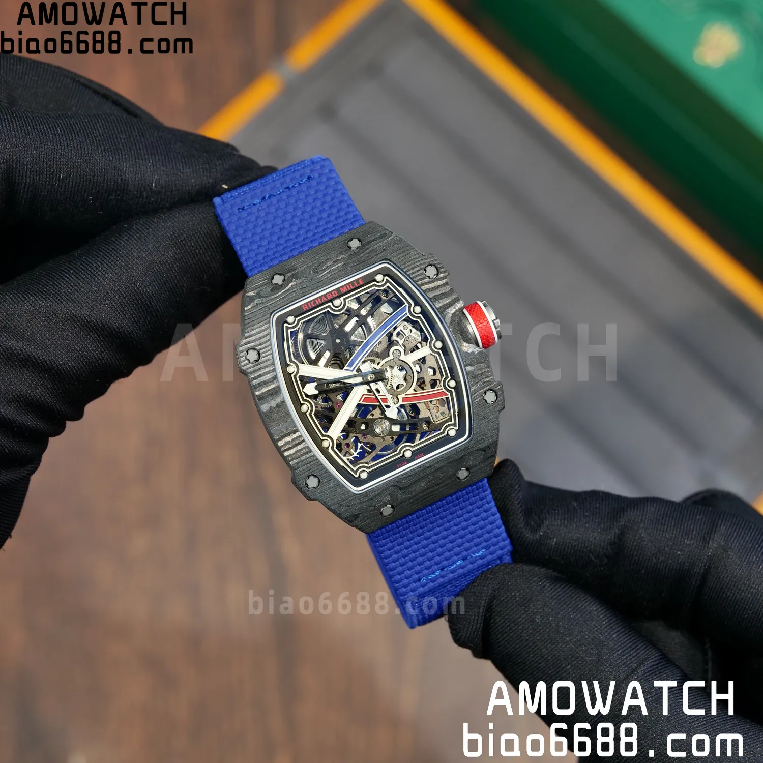 RICHARD MILLE RM67-02 Black NTPT Best Edition France Dial on Blue Nylon strap CRMA7 Clone V10 82 44e426d66238787 AMO Watch