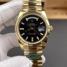 Rolex Day Date 40 YG 228238 RCF 1:1 Best Edition Black Dial on President Bracelet VR3255 (211g)