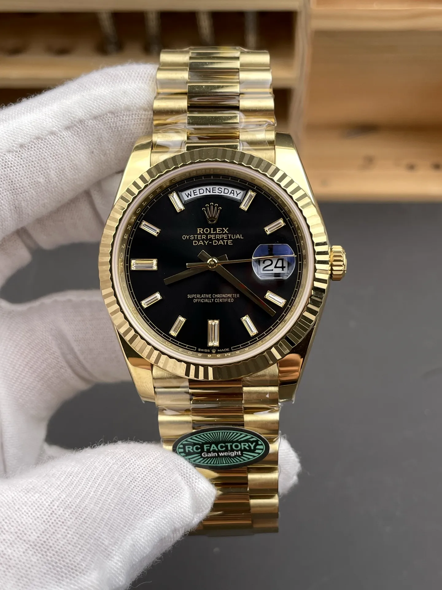 Rolex Day Date 40 YG 228238 RCF 1:1 Best Edition Black Dial on President Bracelet VR3255 (211g) 23 4665ea55ef14cf0 AMO Watch