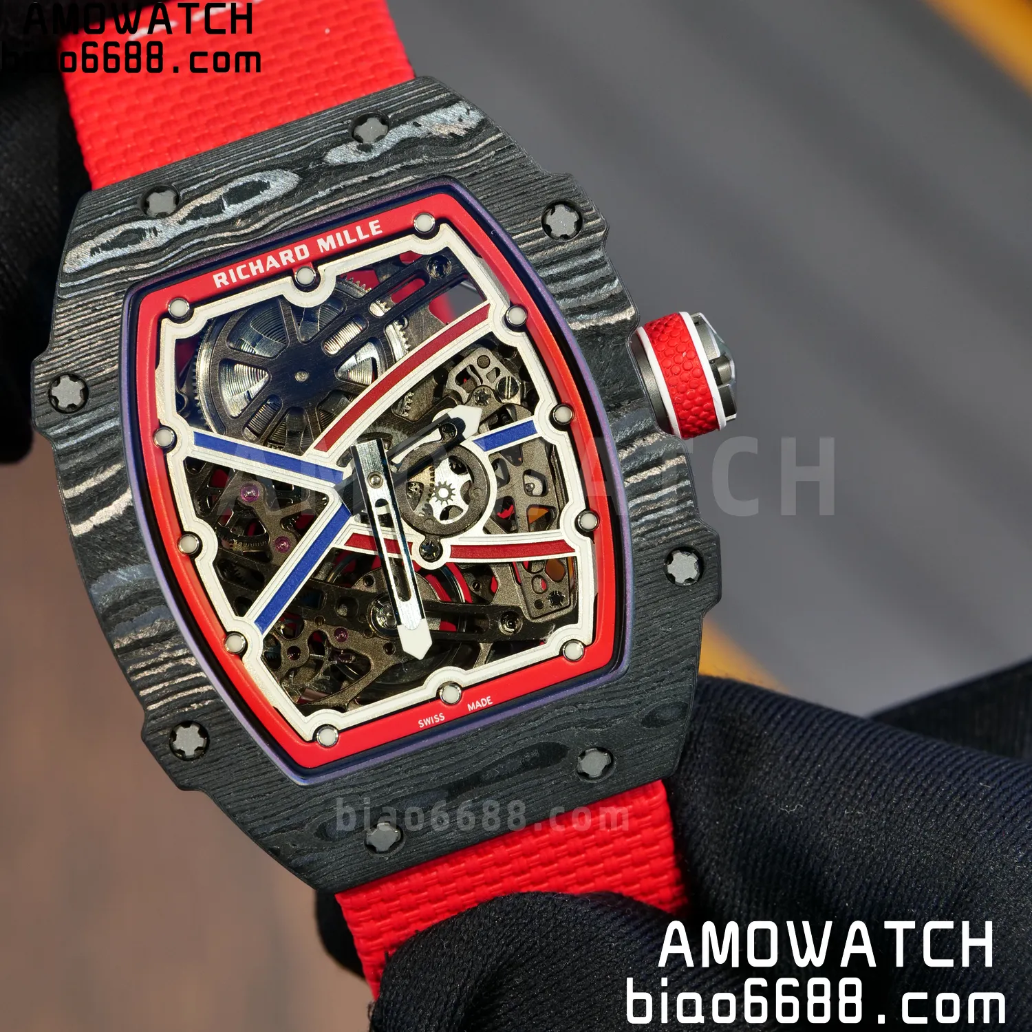 RICHARD MILLE RM67-02 Black NTPT Best Edition Norway Dial on Red Nylon strap CRMA7 Clone V10 100 48deb0a8cf6ca1a AMO Watch