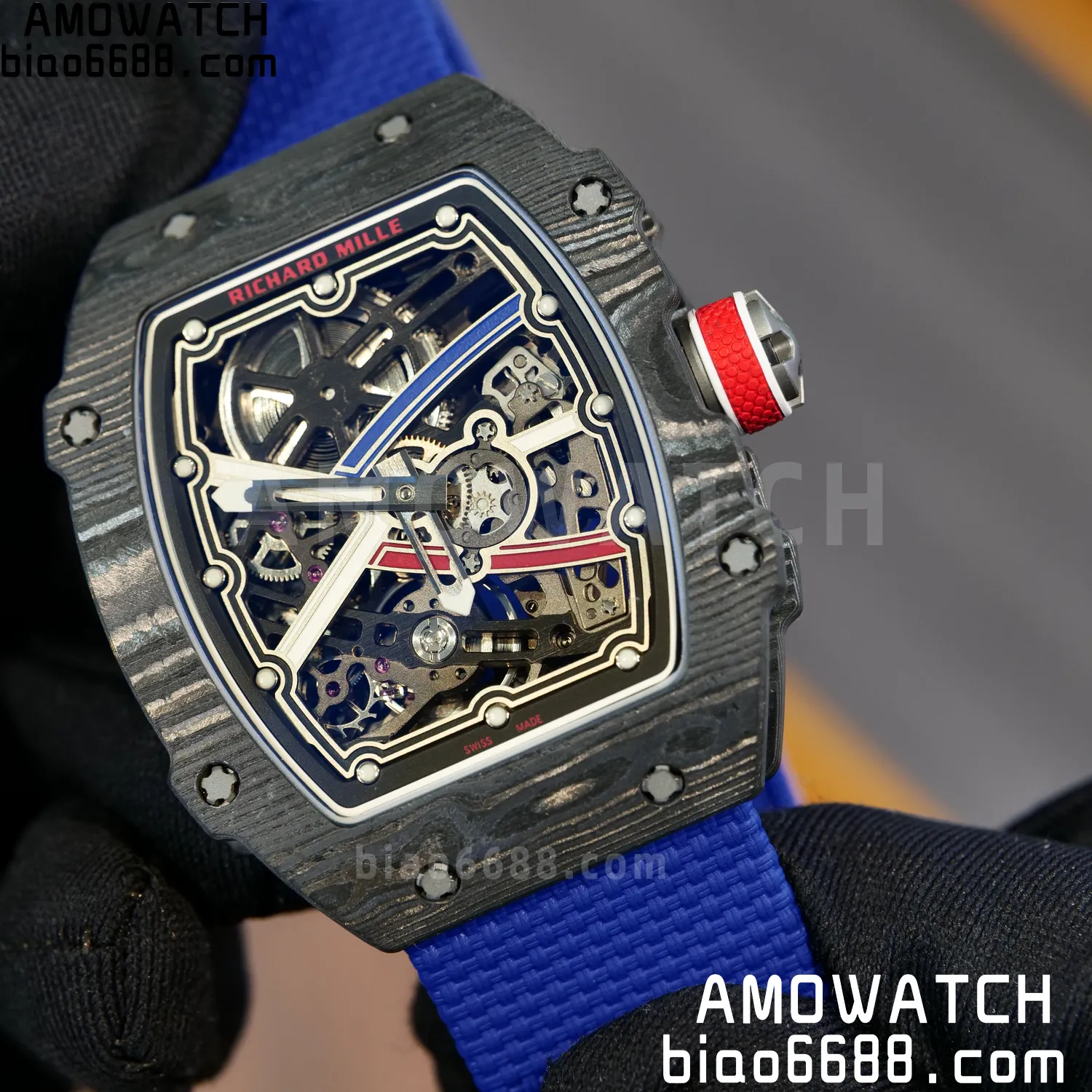 RICHARD MILLE RM67-02 Black NTPT Best Edition France Dial on Blue Nylon strap CRMA7 Clone V10 97 4f533e4336971fc AMO Watch