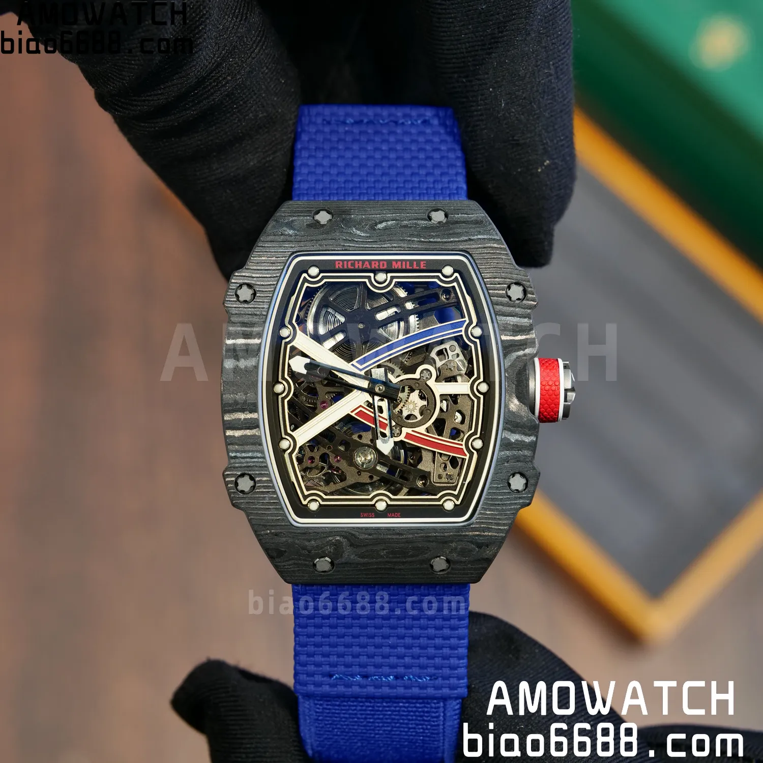 RICHARD MILLE RM67-02 Black NTPT Best Edition France Dial on Blue Nylon strap CRMA7 Clone V10 88 547538b4a8e9cb4 AMO Watch