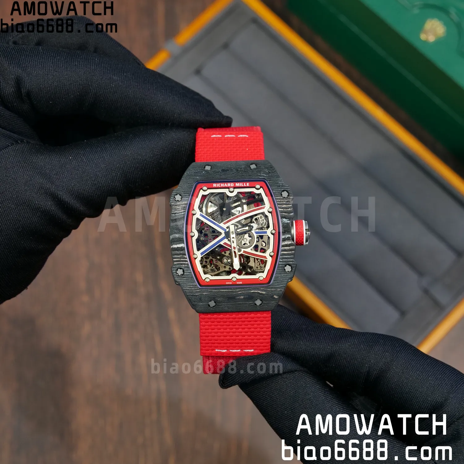 RICHARD MILLE RM67-02 Black NTPT Best Edition Norway Dial on Red Nylon strap CRMA7 Clone V10 87 559f3a79ab5e490 AMO Watch