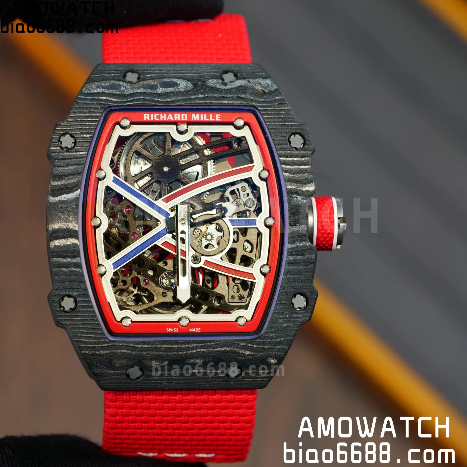 RICHARD MILLE RM67-02 Black NTPT Best Edition Norway Dial on Red Nylon strap CRMA7 Clone V10 93 56a5ae0a0dc0448 AMO Watch