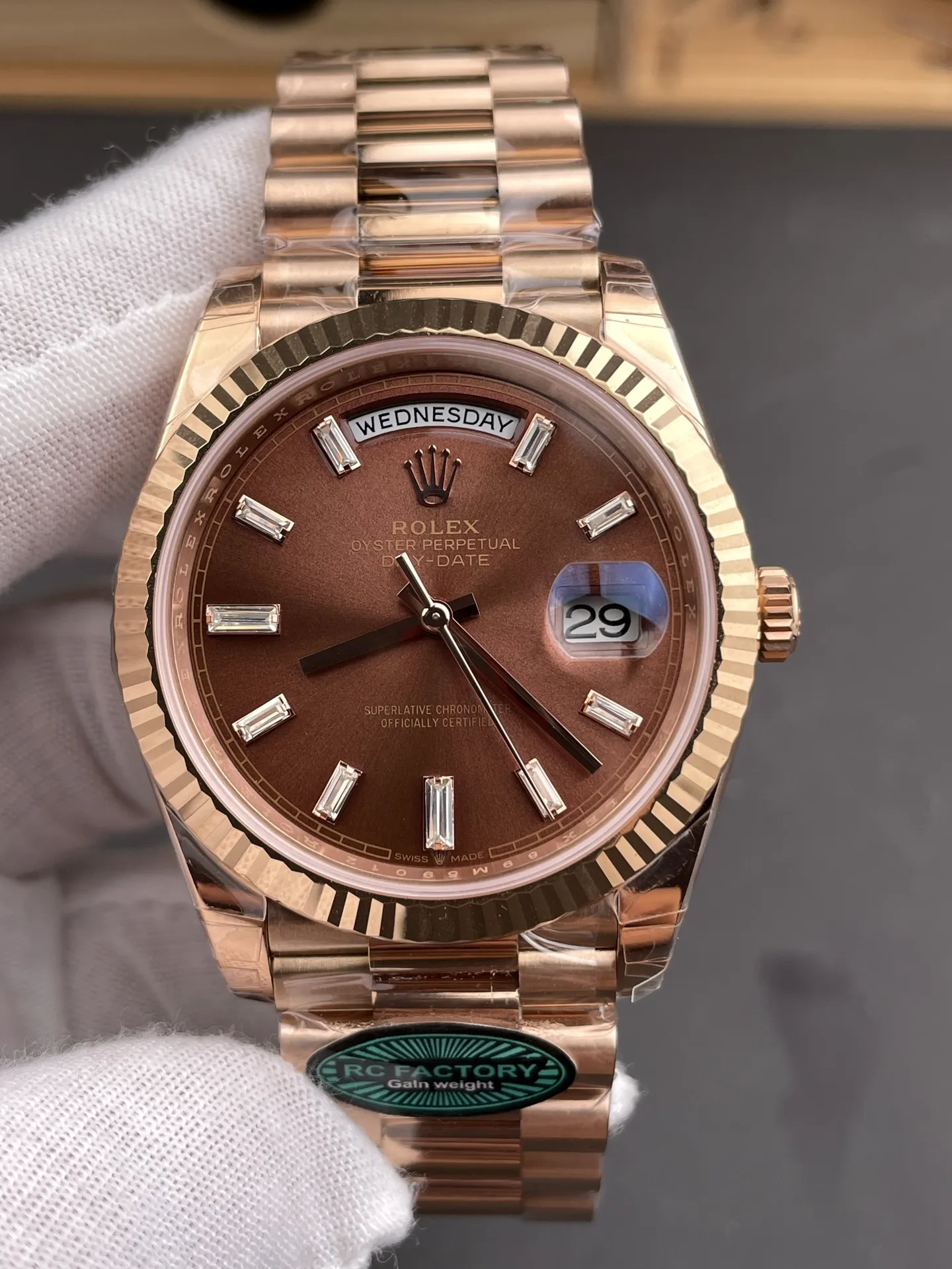 Rolex Day Date 40 RG 228236 RCF 1:1 Best Edition Brown Dial on President Bracelet VR3255 (211g) 27 5a5b55d1889aea8 AMO Watch