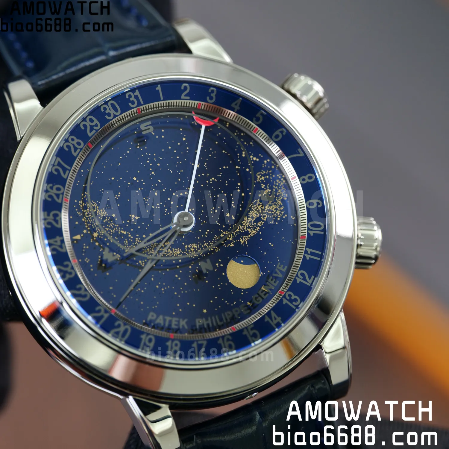 PP Grand Complications 6102 SS PPF 1:1 Best Edition Blue Dial on Blue Leather Strap SA240 Super Clone 116 62ecae4fc3870cd AMO Watch