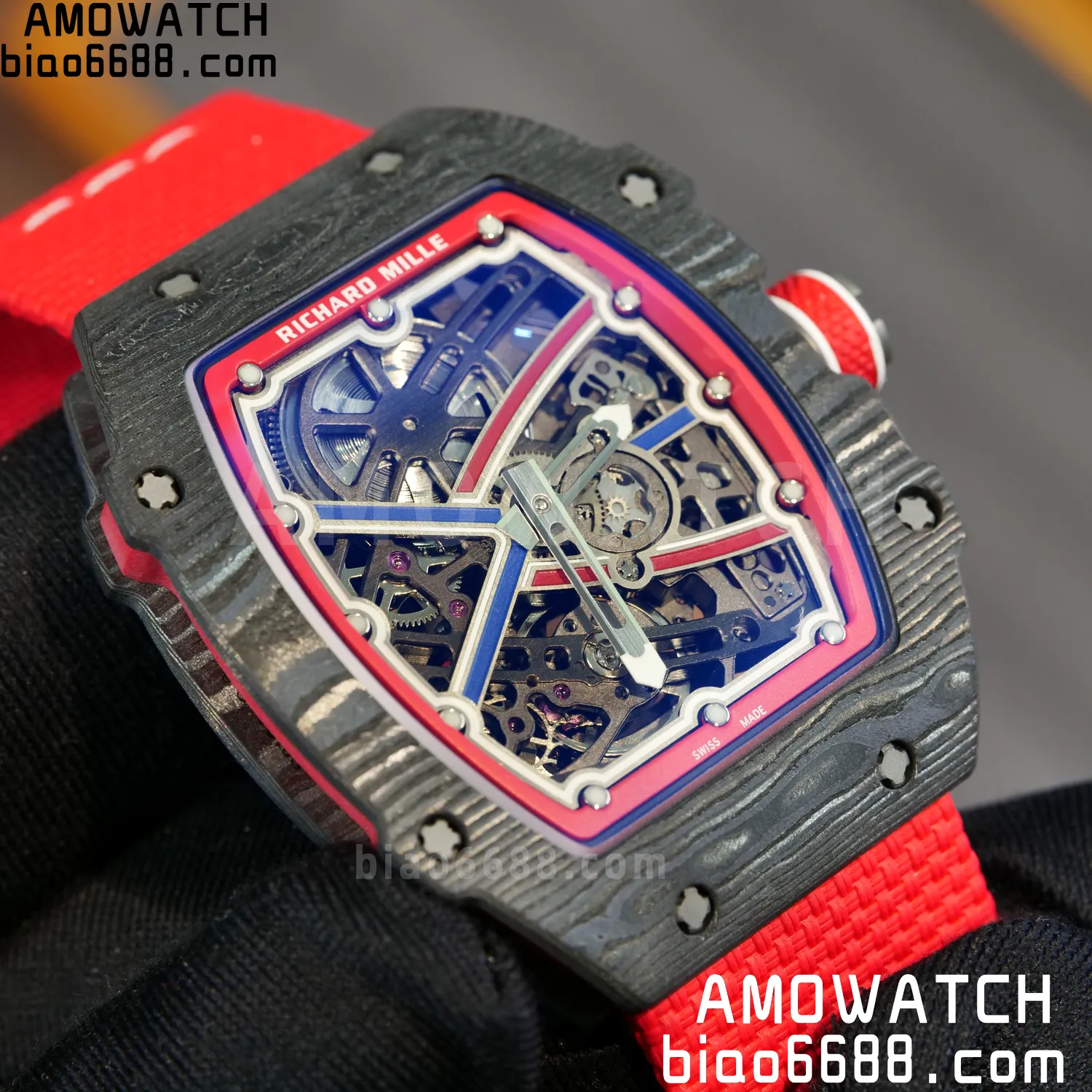 RICHARD MILLE RM67-02 Black NTPT Best Edition Norway Dial on Red Nylon strap CRMA7 Clone V10 103 6326196fd8a07b2 AMO Watch