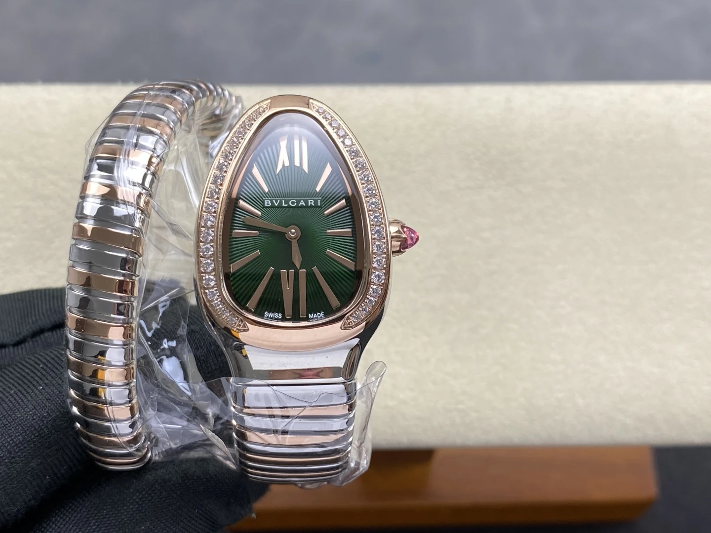 BVLGARI Serpenti 102790 SS/RG BVF 1:1 Best Edition Green Dial on SS/RG Bracelet ETA Quartz 20 68a68a0b6192c6b AMO Watch