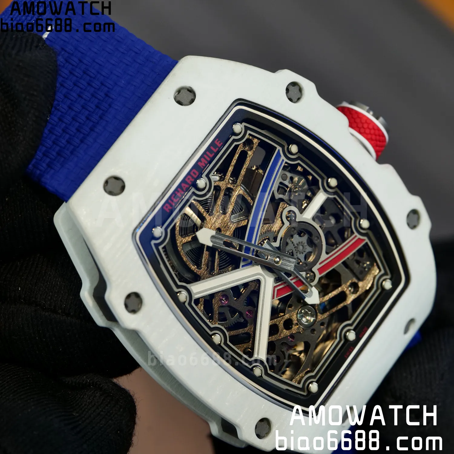 RICHARD MILLE RM67-02 White NTPT Best Edition France Dial on Blue Nylon strap CRMA7 Clone V10 90 6dfda419fcb7496 AMO Watch