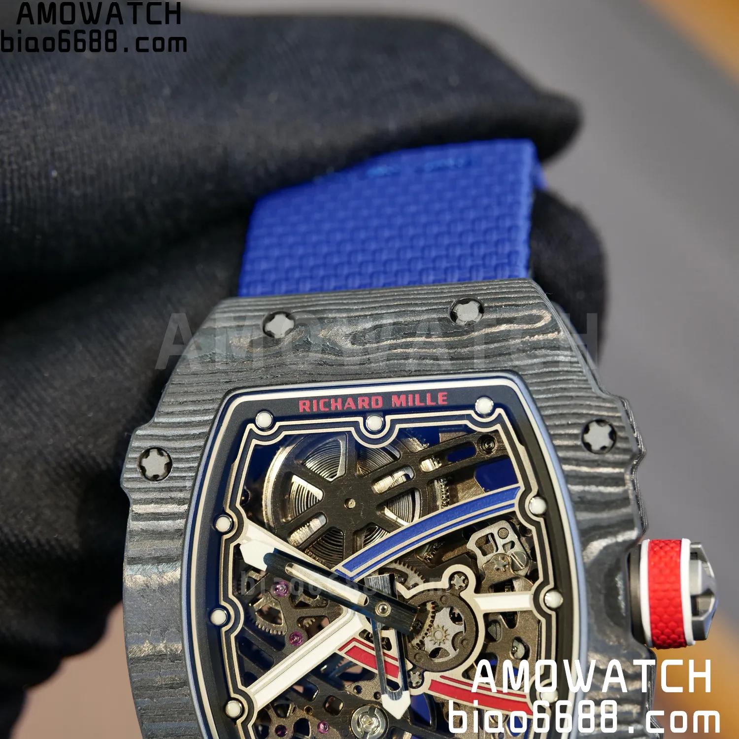 RICHARD MILLE RM67-02 Black NTPT Best Edition France Dial on Blue Nylon strap CRMA7 Clone V10 101 770201c763643a2 AMO Watch