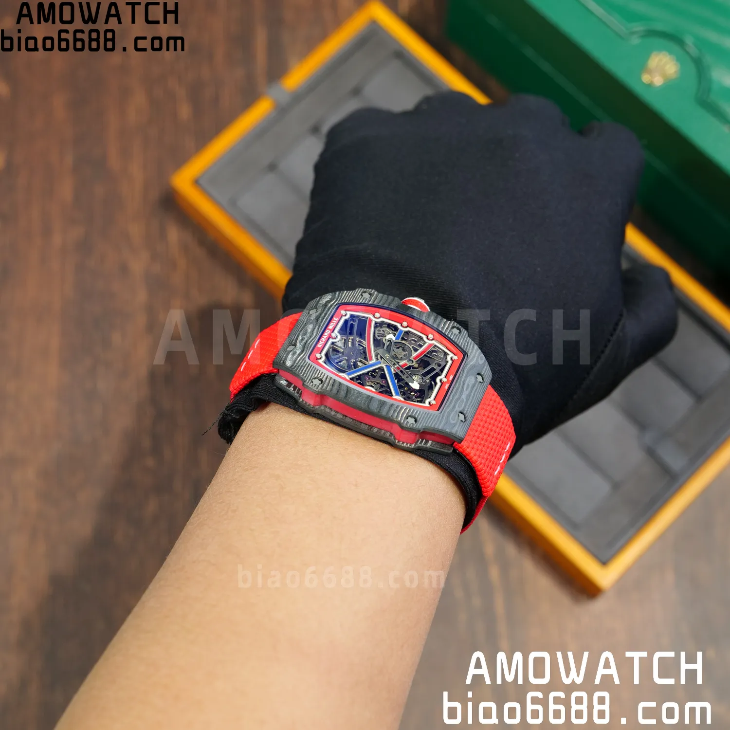 RICHARD MILLE RM67-02 Black NTPT Best Edition Norway Dial on Red Nylon strap CRMA7 Clone V10 119 78246e1057ce78e AMO Watch