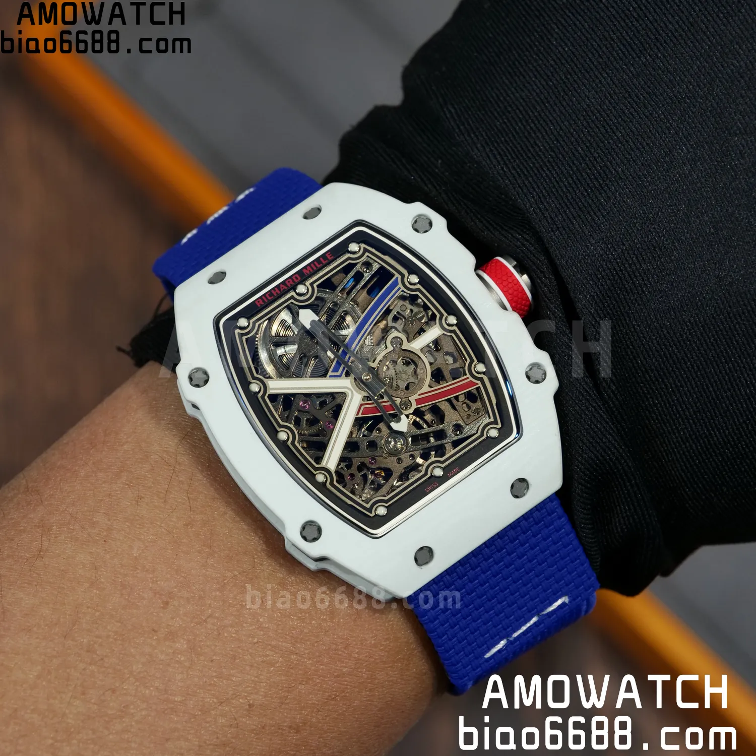 RICHARD MILLE RM67-02 White NTPT Best Edition France Dial on Blue Nylon strap CRMA7 Clone V10 107 80c6fcb8f371a5f AMO Watch