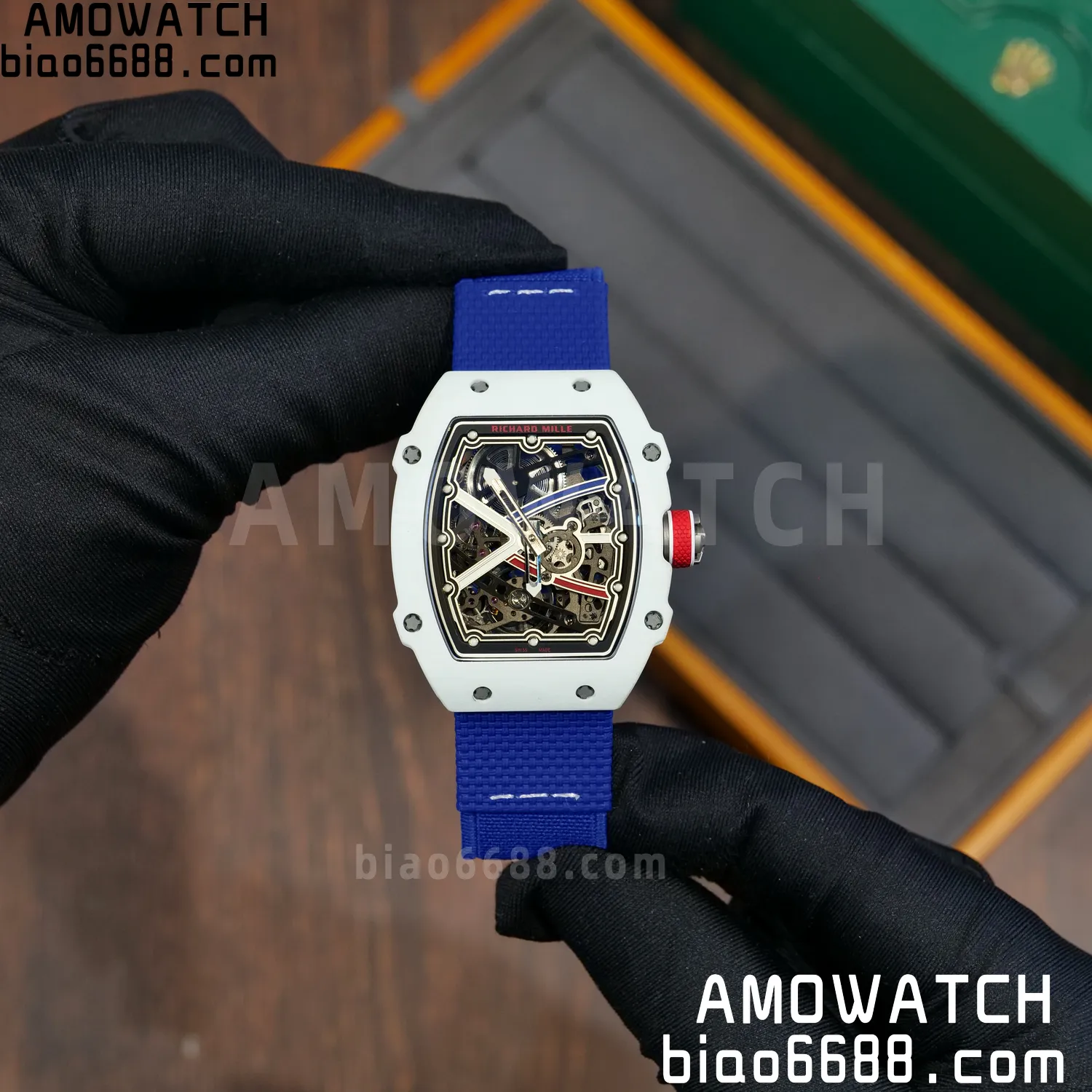 RICHARD MILLE RM67-02 White NTPT Best Edition France Dial on Blue Nylon strap CRMA7 Clone V10 77 814b7f68e369325 AMO Watch