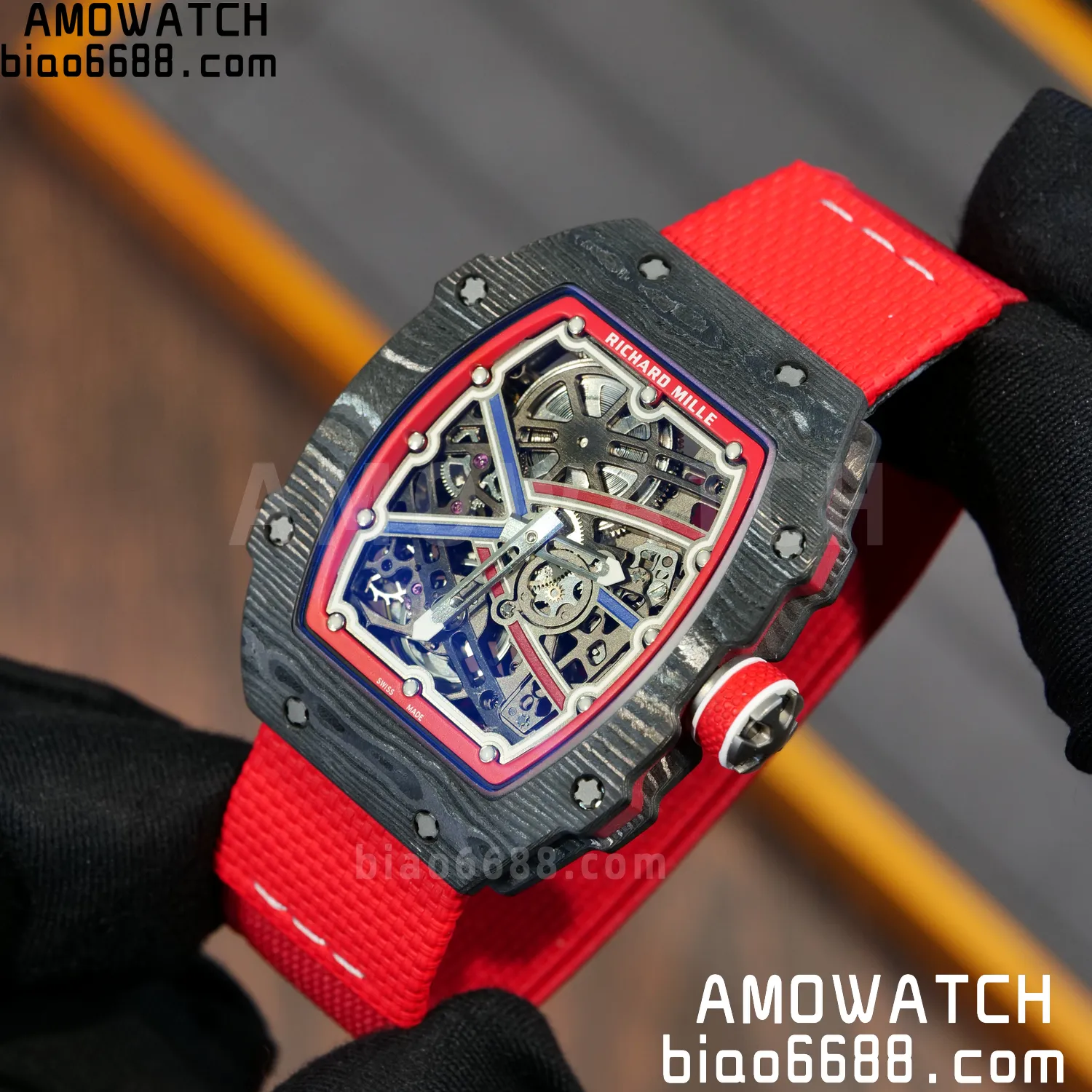 RICHARD MILLE RM67-02 Black NTPT Best Edition Norway Dial on Red Nylon strap CRMA7 Clone V10 104 8afec6b02e192ac AMO Watch