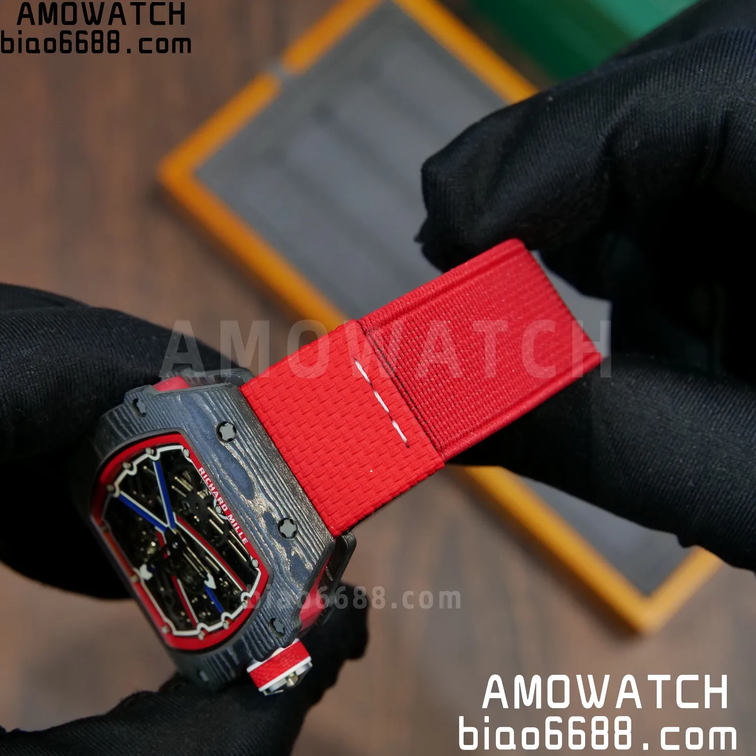 RICHARD MILLE RM67-02 Black NTPT Best Edition Norway Dial on Red Nylon strap CRMA7 Clone V10 90 8e4cb7f23651965 AMO Watch