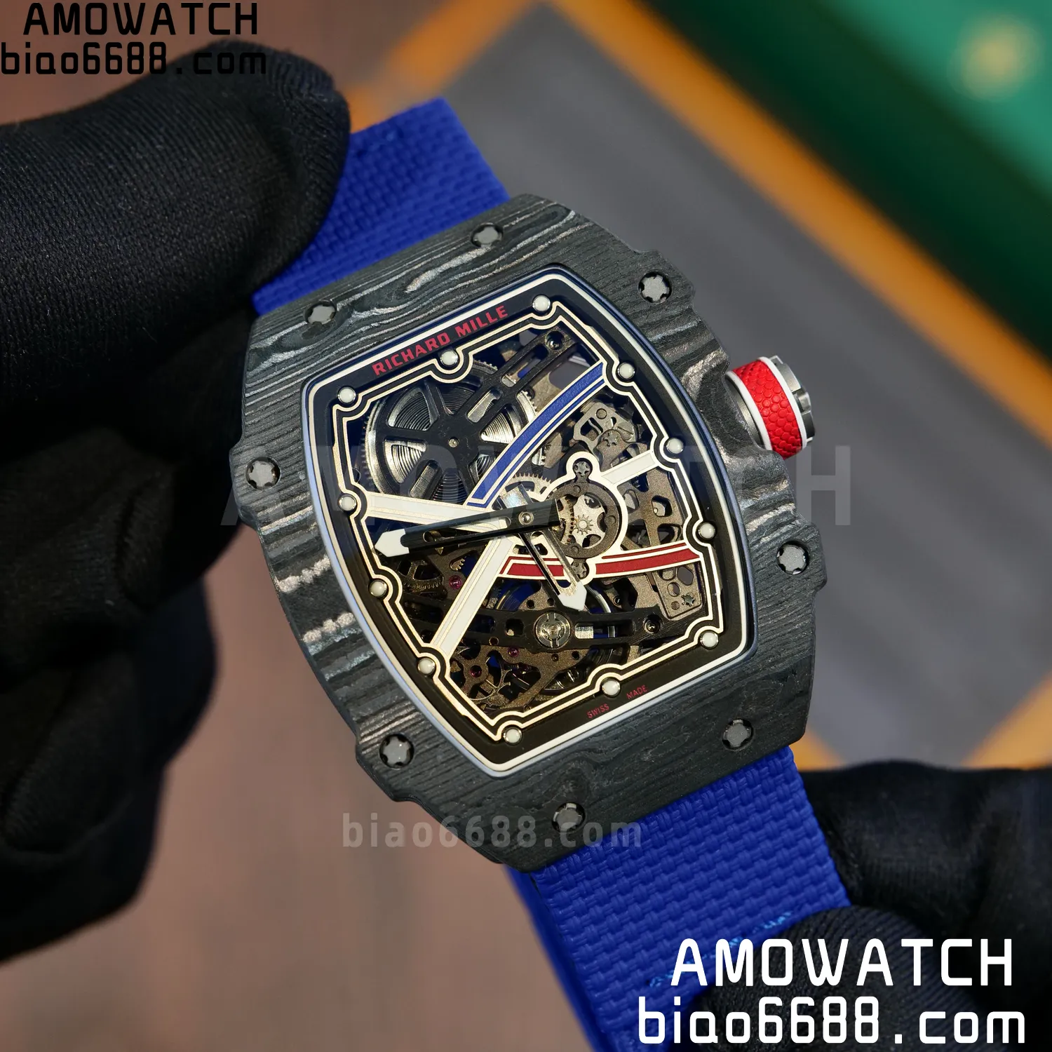 RICHARD MILLE RM67-02 Black NTPT Best Edition France Dial on Blue Nylon strap CRMA7 Clone V10 84 94bb95382a113bb AMO Watch