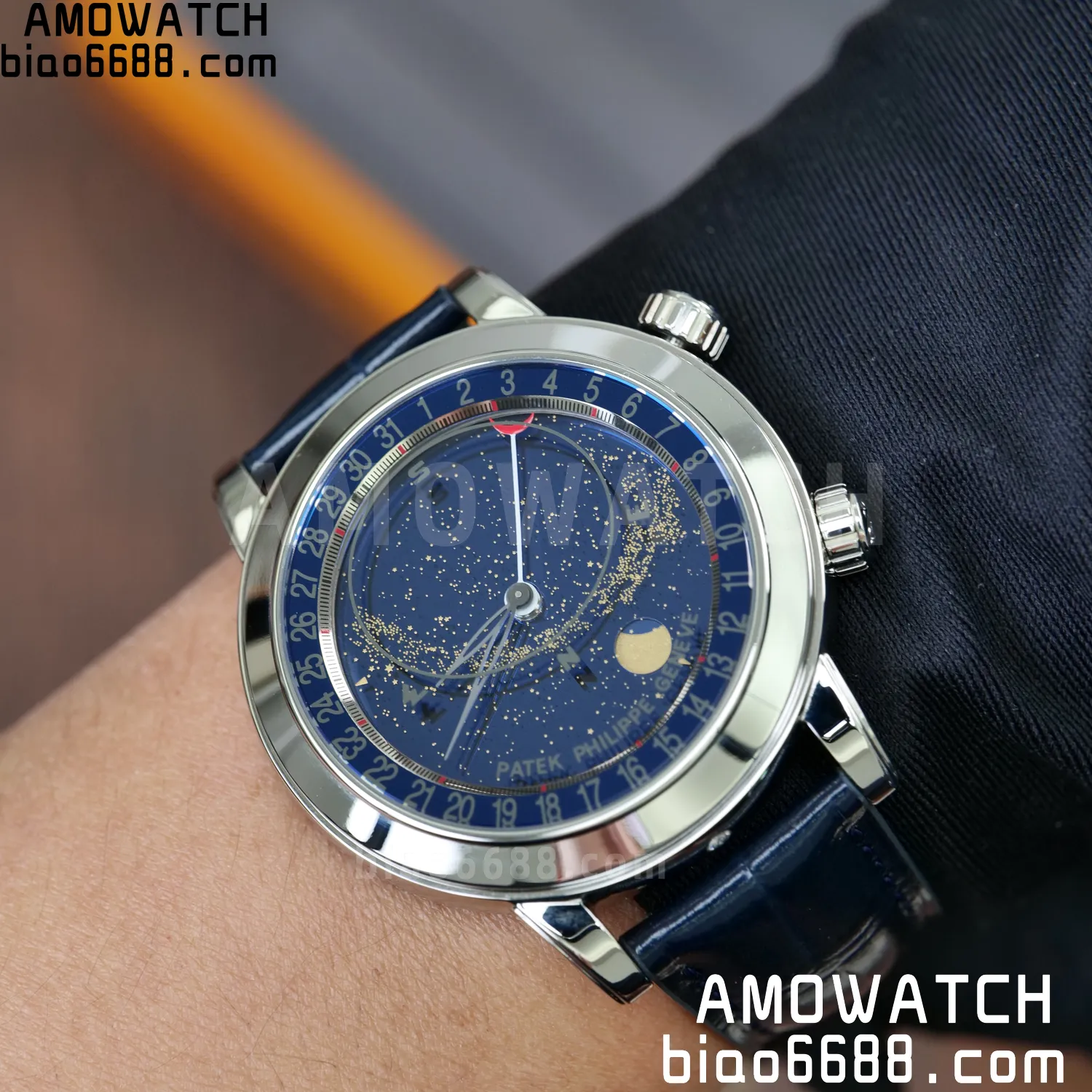 PP Grand Complications 6102 SS PPF 1:1 Best Edition Blue Dial on Blue Leather Strap SA240 Super Clone 133 95aa56f99121d52 AMO Watch