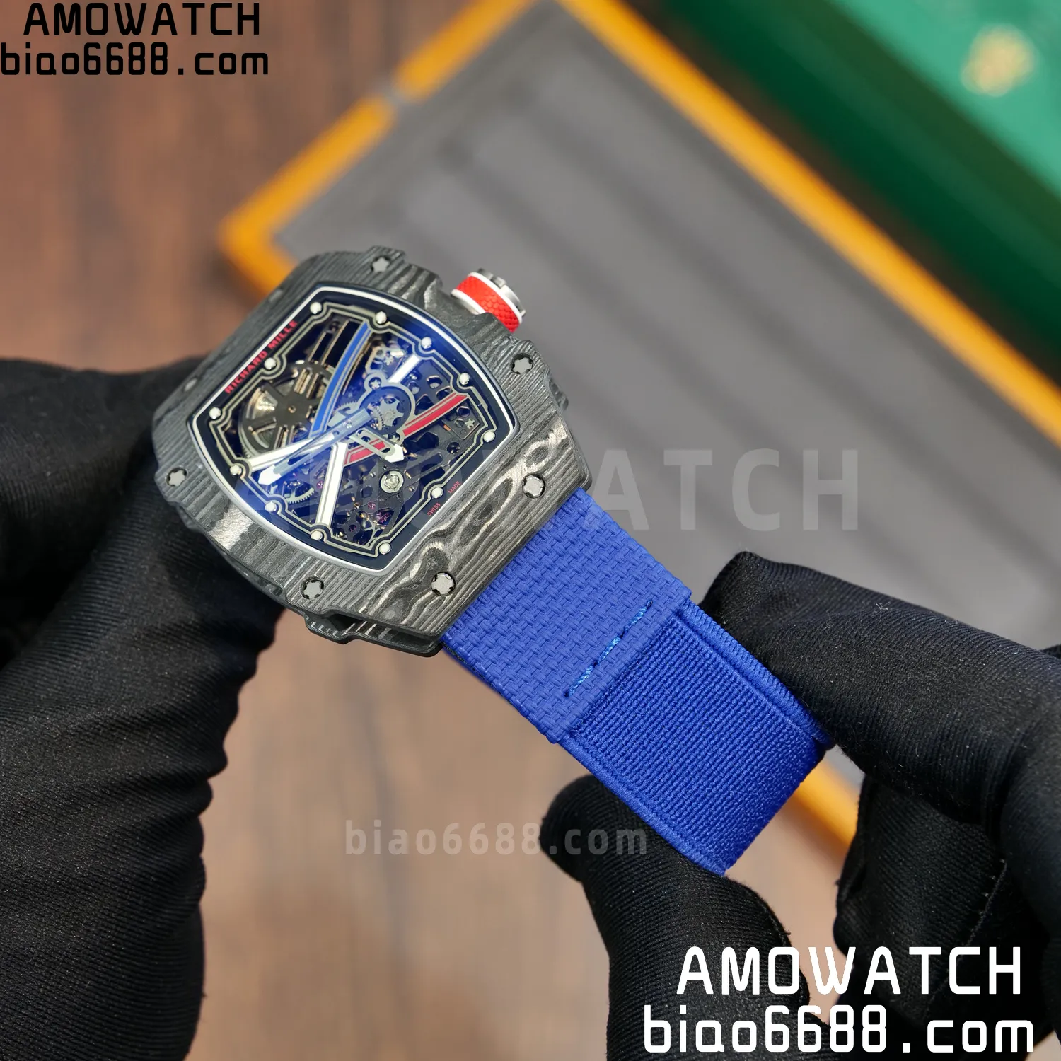 RICHARD MILLE RM67-02 Black NTPT Best Edition France Dial on Blue Nylon strap CRMA7 Clone V10 87 9b9852f03bf6223 AMO Watch