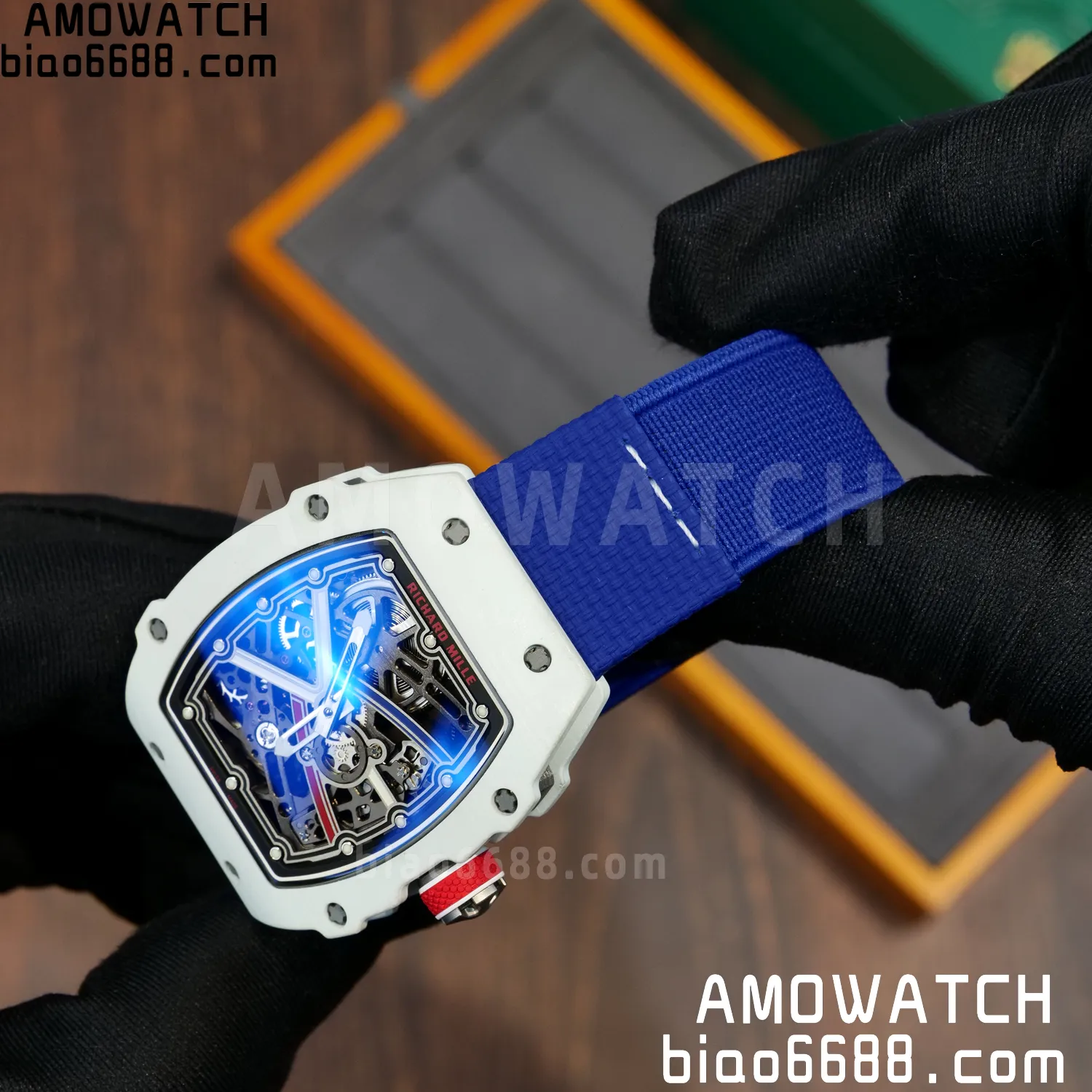 RICHARD MILLE RM67-02 White NTPT Best Edition France Dial on Blue Nylon strap CRMA7 Clone V10 80 9d9cdb3bc26dd6b AMO Watch