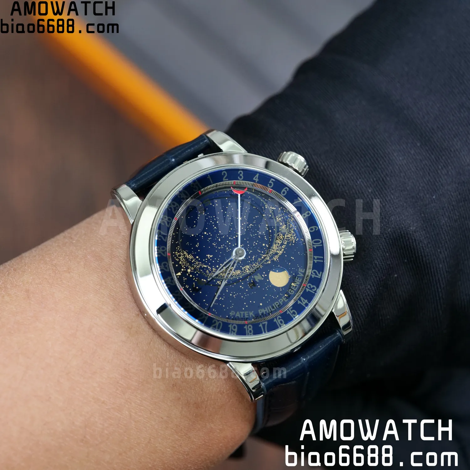 PP Grand Complications 6102 SS PPF 1:1 Best Edition Blue Dial on Blue Leather Strap SA240 Super Clone 134 a00dd84b315cb58 AMO Watch