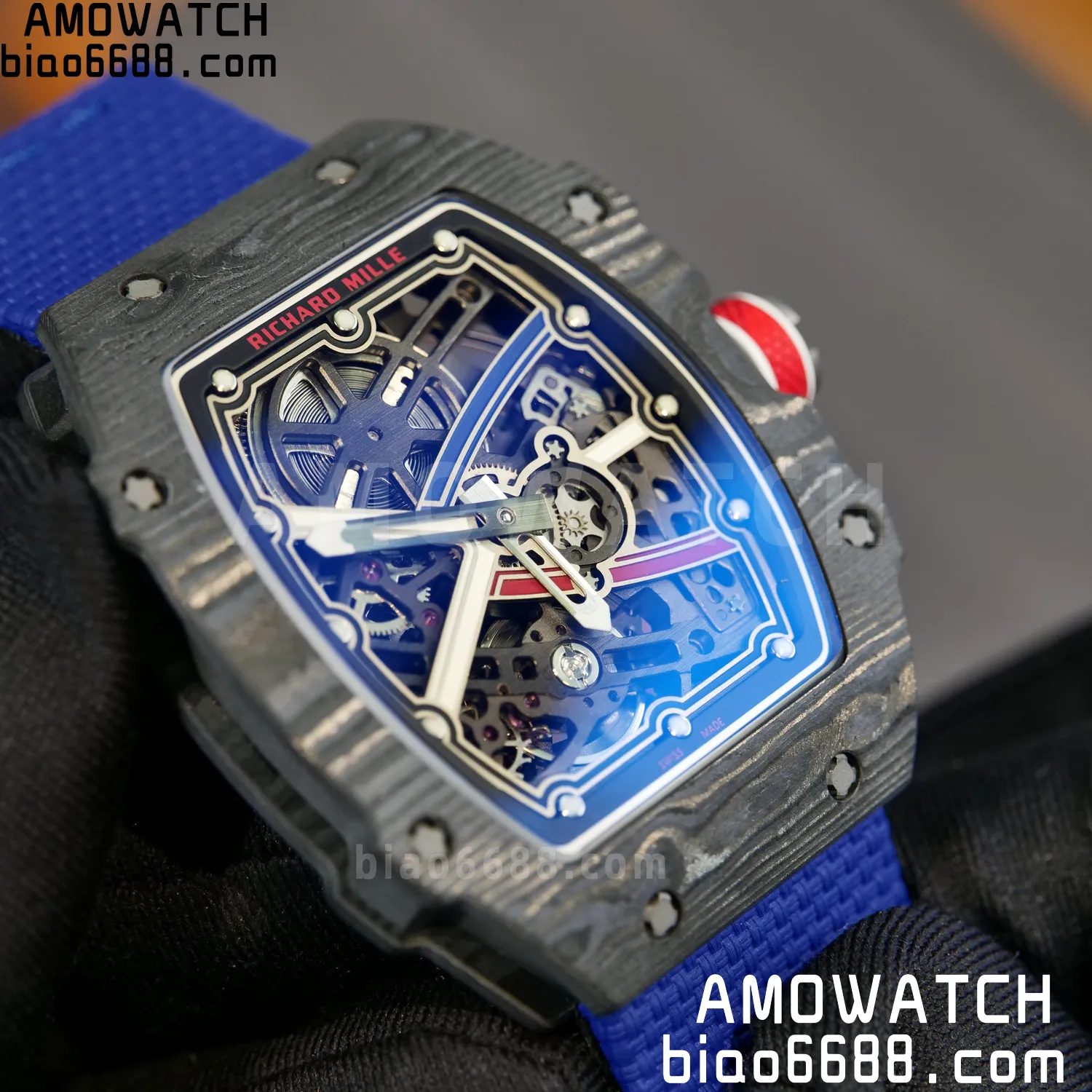 RICHARD MILLE RM67-02 Black NTPT Best Edition France Dial on Blue Nylon strap CRMA7 Clone V10 99 a59d67cf7939d95 AMO Watch