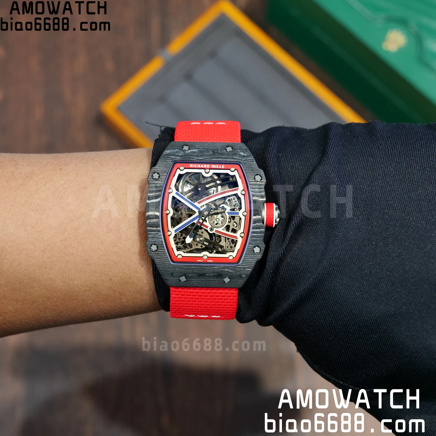 RICHARD MILLE RM67-02 Black NTPT Best Edition Norway Dial on Red Nylon strap CRMA7 Clone V10 118 a7125132fdb8ae1 AMO Watch