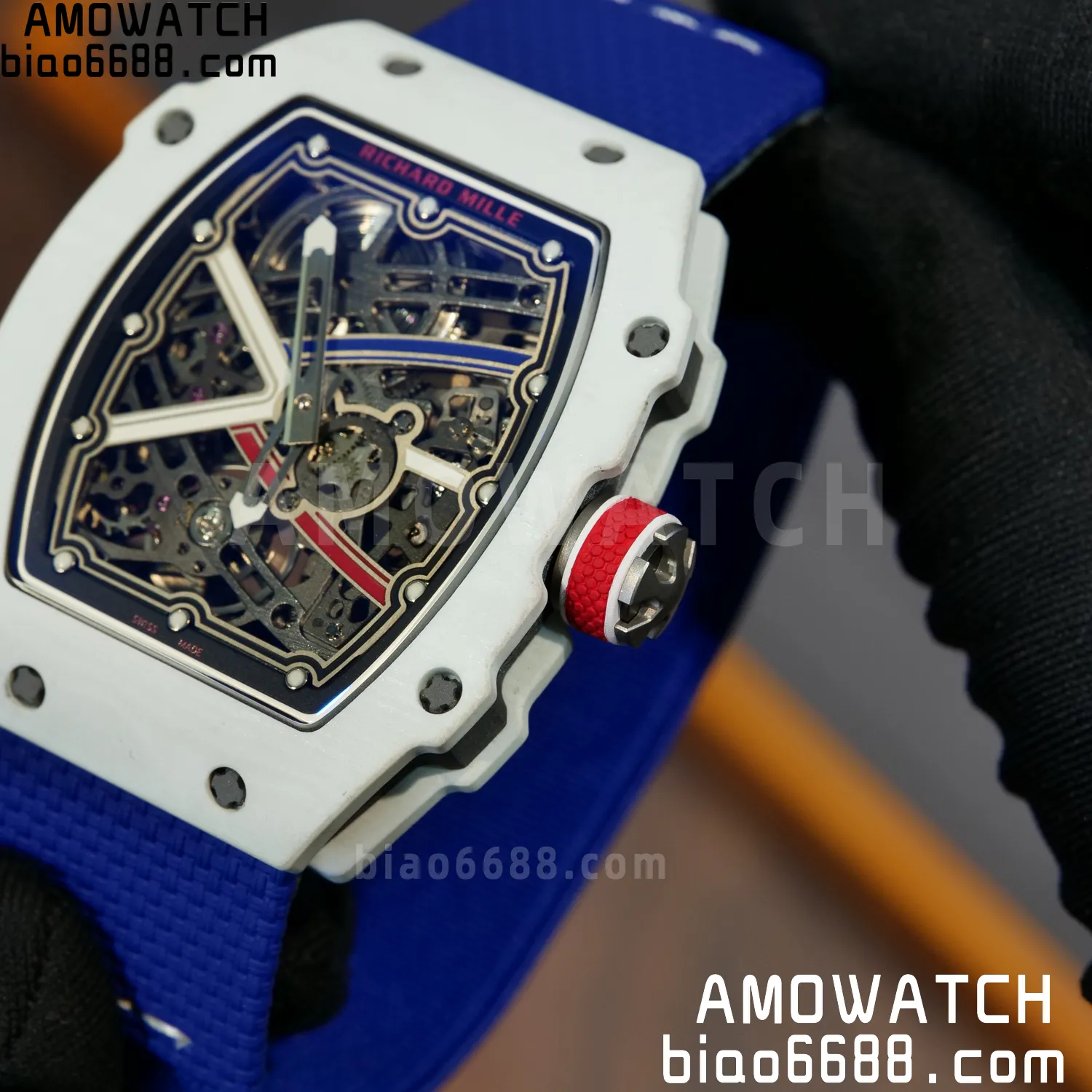 RICHARD MILLE RM67-02 White NTPT Best Edition France Dial on Blue Nylon strap CRMA7 Clone V10 87 af59a8bc160c5fc AMO Watch