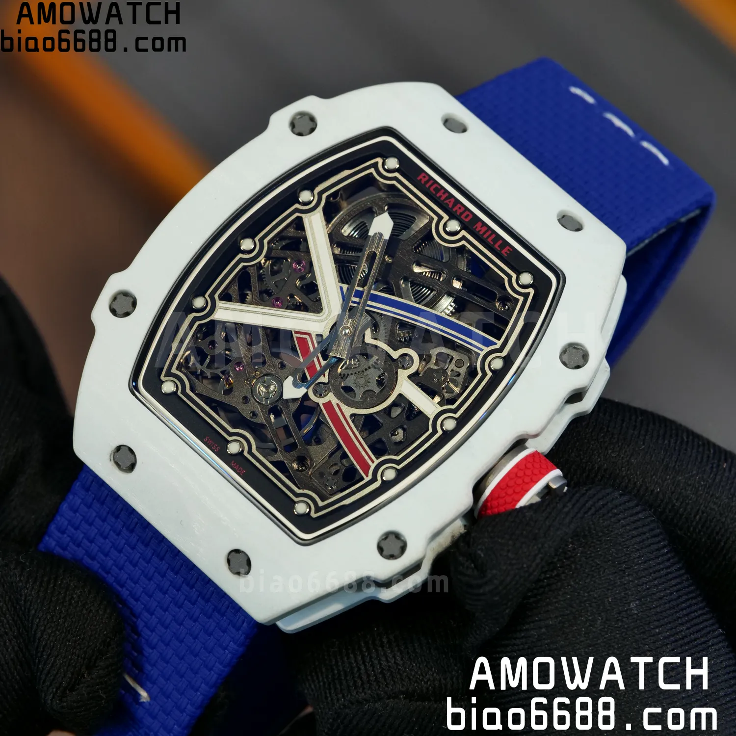 RICHARD MILLE RM67-02 White NTPT Best Edition France Dial on Blue Nylon strap CRMA7 Clone V10 89 b10f68f58a30ccb AMO Watch