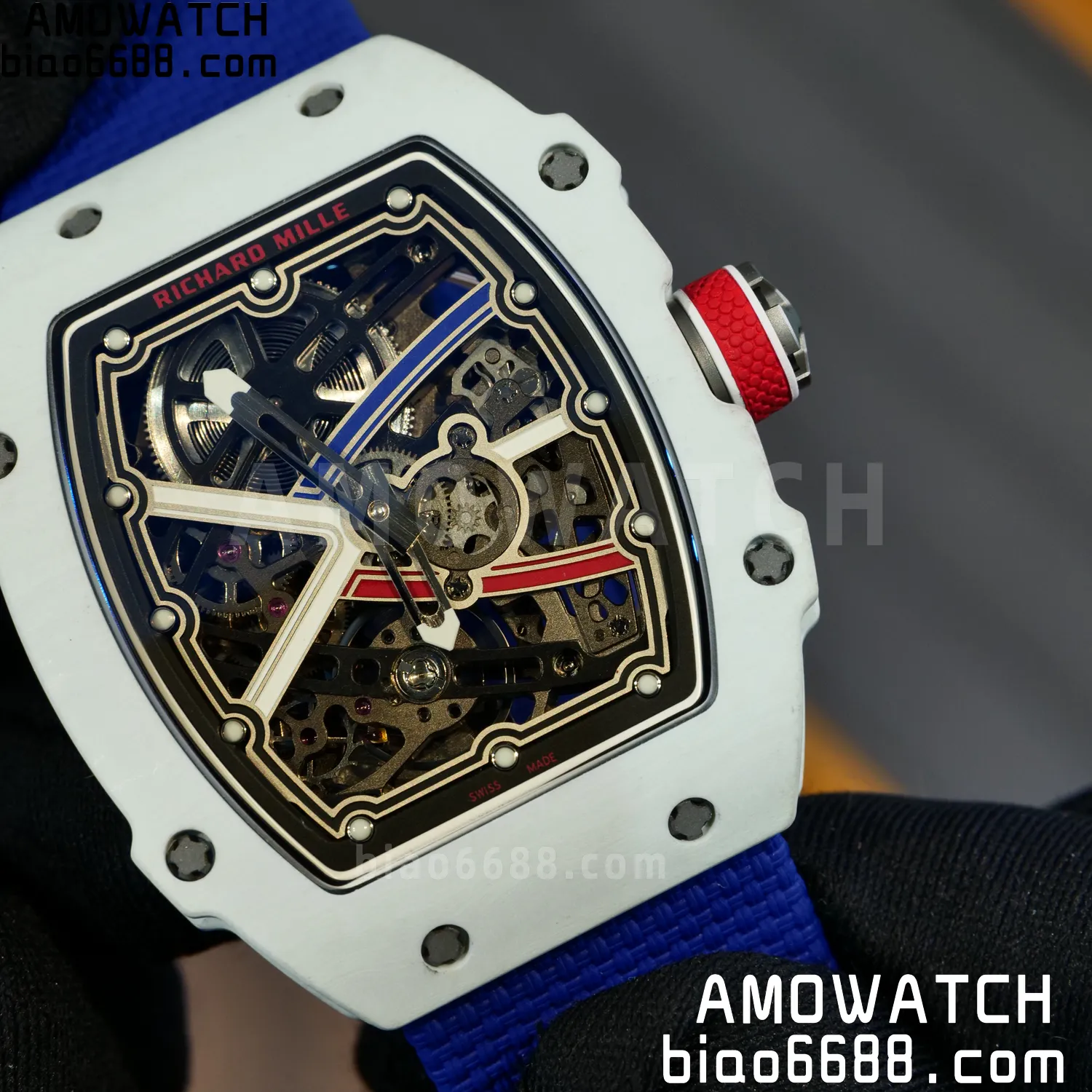 RICHARD MILLE RM67-02 White NTPT Best Edition France Dial on Blue Nylon strap CRMA7 Clone V10 91 baf47d9a00511f9 AMO Watch