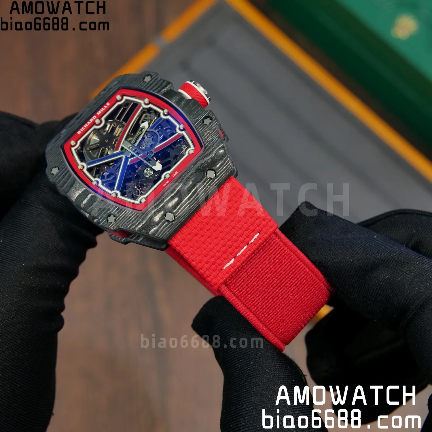 RICHARD MILLE RM67-02 Black NTPT Best Edition Norway Dial on Red Nylon strap CRMA7 Clone V10 91 bfd37eeb6b6bc9f AMO Watch